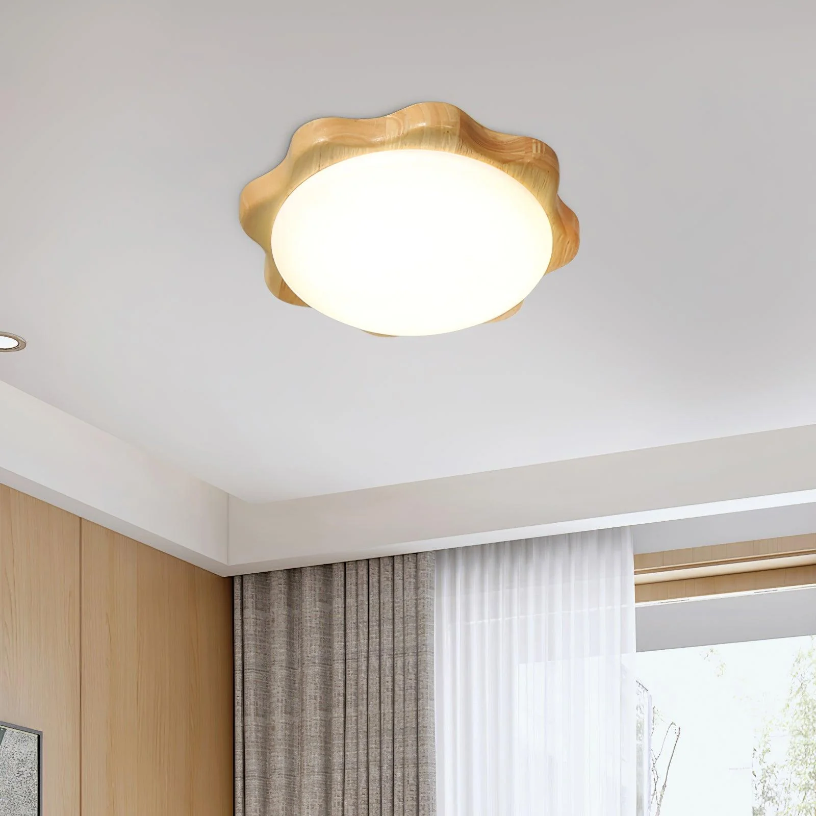 Myshae Modern Minimalist Drum Wood Ceiling Lamp - Image 22