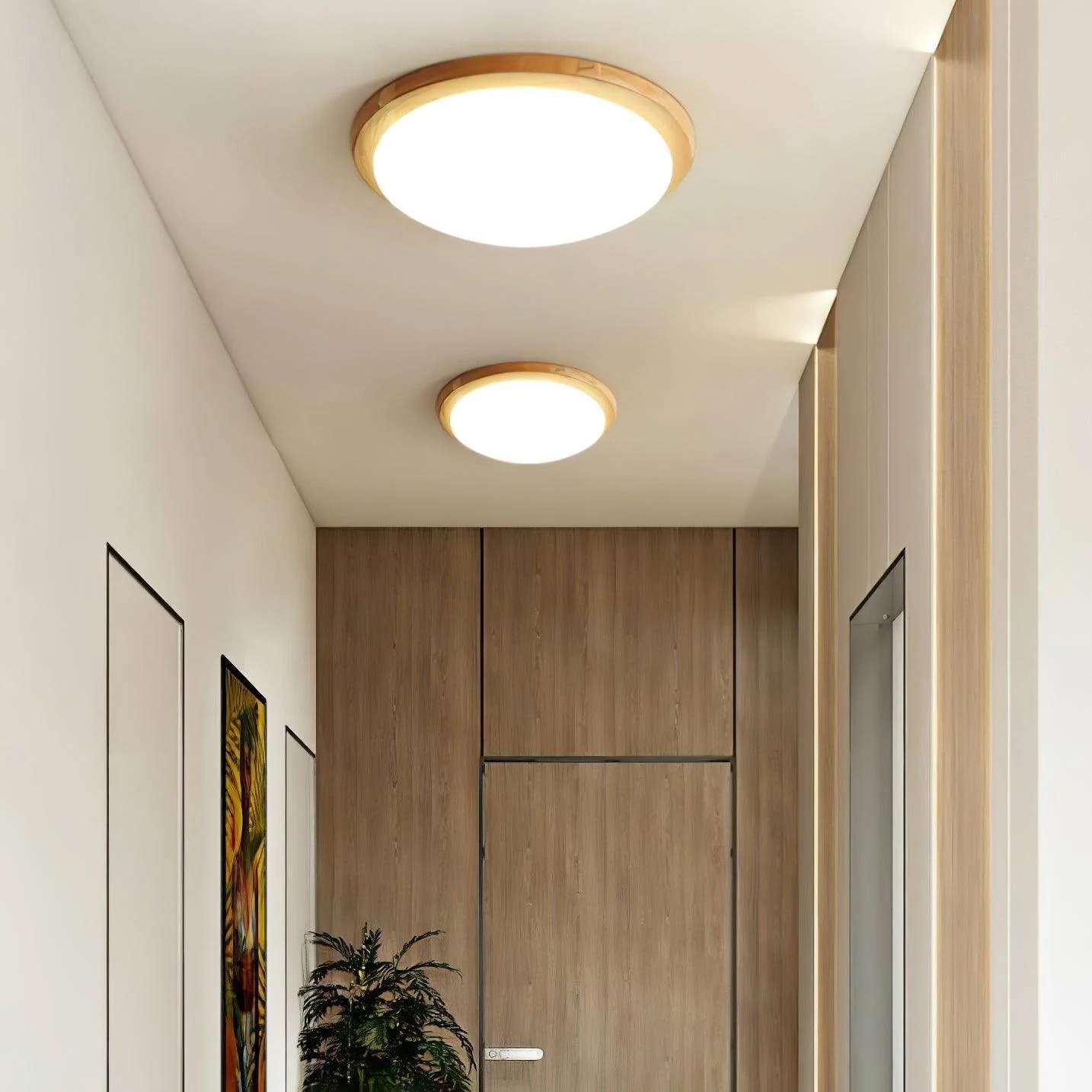Myshae Modern Minimalist Drum Wood Ceiling Lamp - Image 23