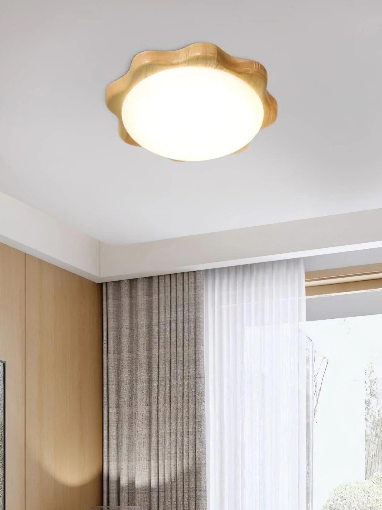 Myshae Modern Minimalist Drum Wood Ceiling Lamp - Image 24