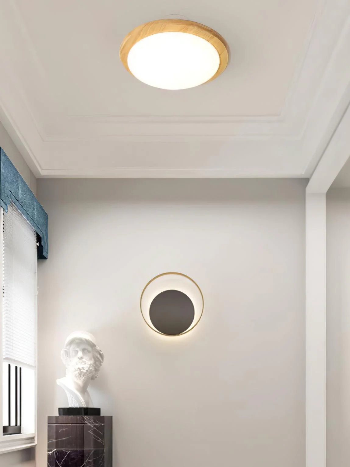 Myshae Modern Minimalist Drum Wood Ceiling Lamp - Image 26