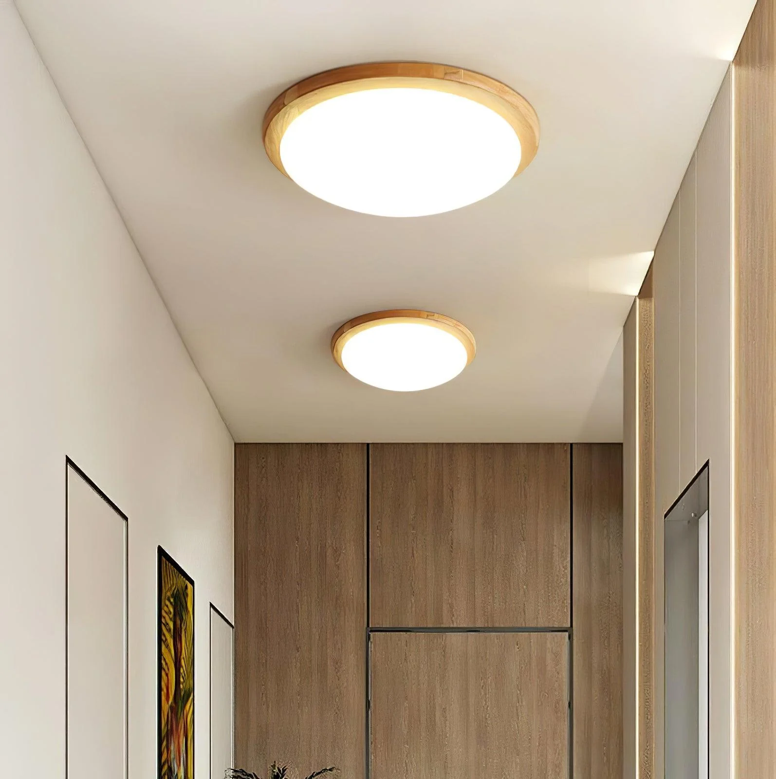 Myshae Modern Minimalist Drum Wood Ceiling Lamp - Image 27
