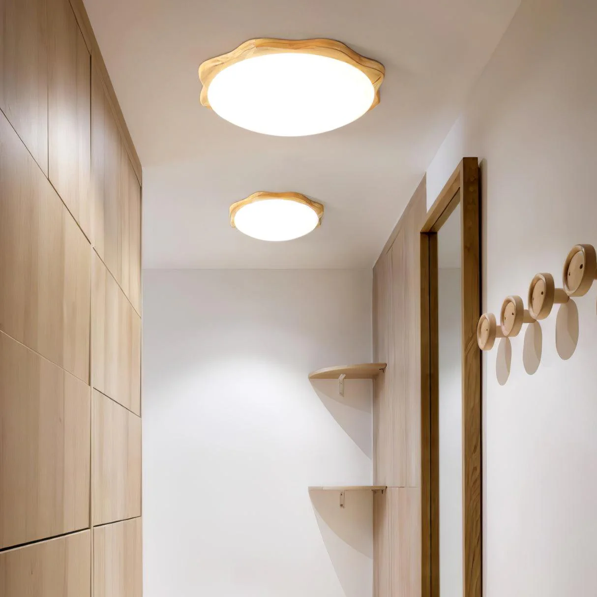 Myshae Modern Minimalist Drum Wood Ceiling Lamp - Image 28