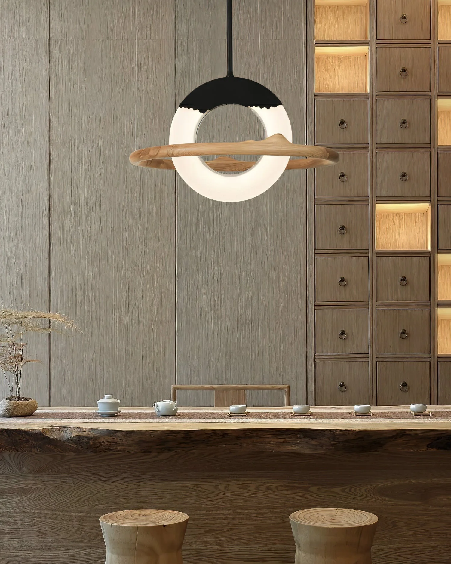 Mytalan Circular Wood Pendant Light - Image 24