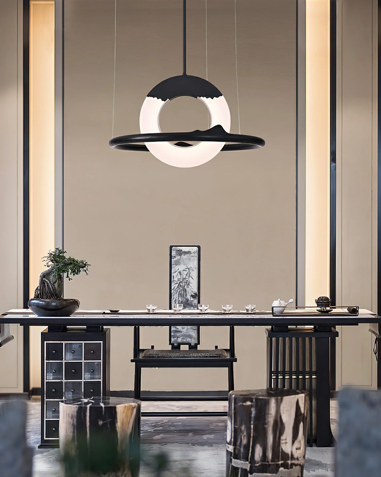 Mytalan Circular Wood Pendant Light - Image 25