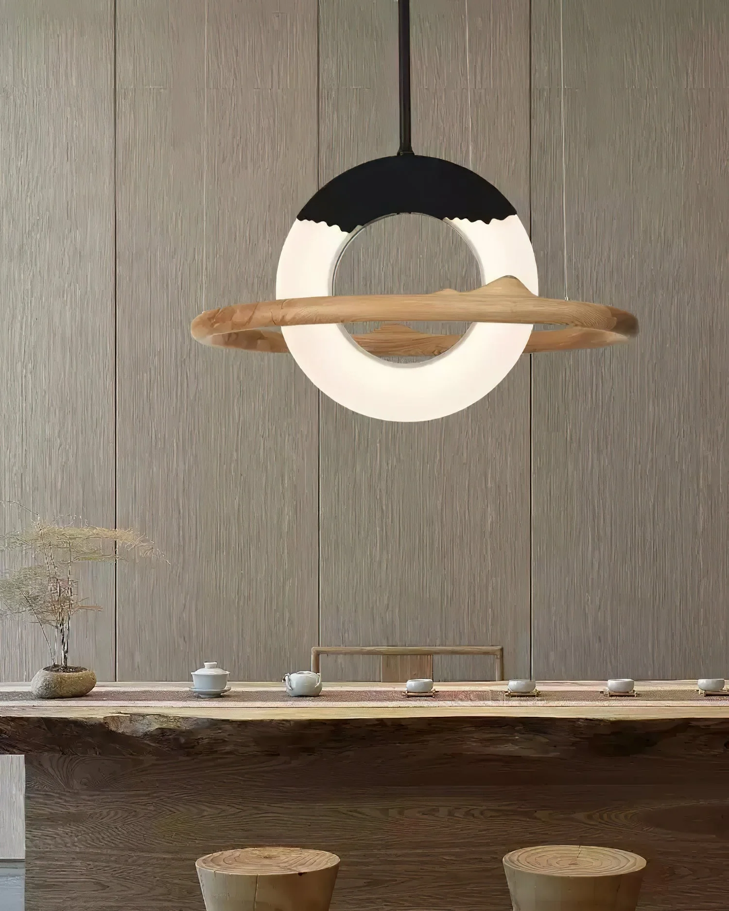 Mytalan Circular Wood Pendant Light - Image 26