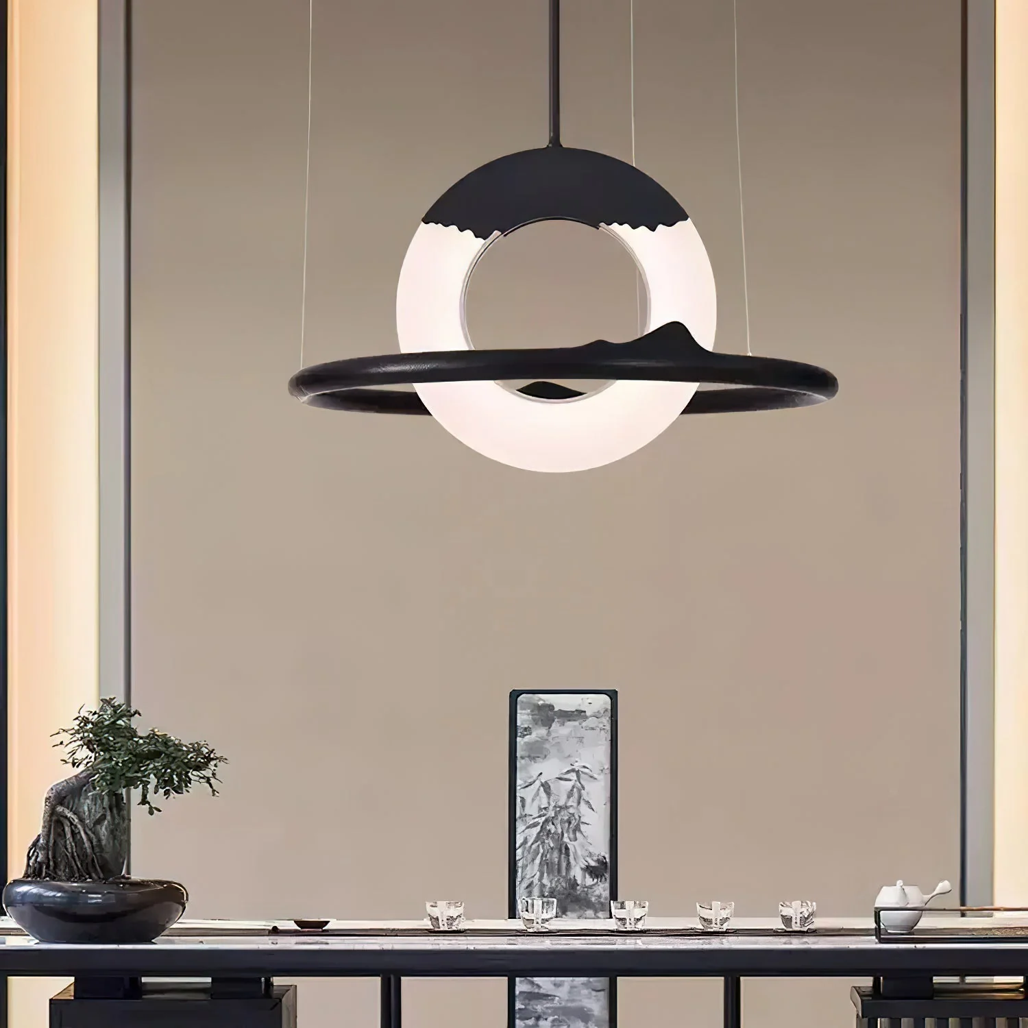 Mytalan Circular Wood Pendant Light - Image 4