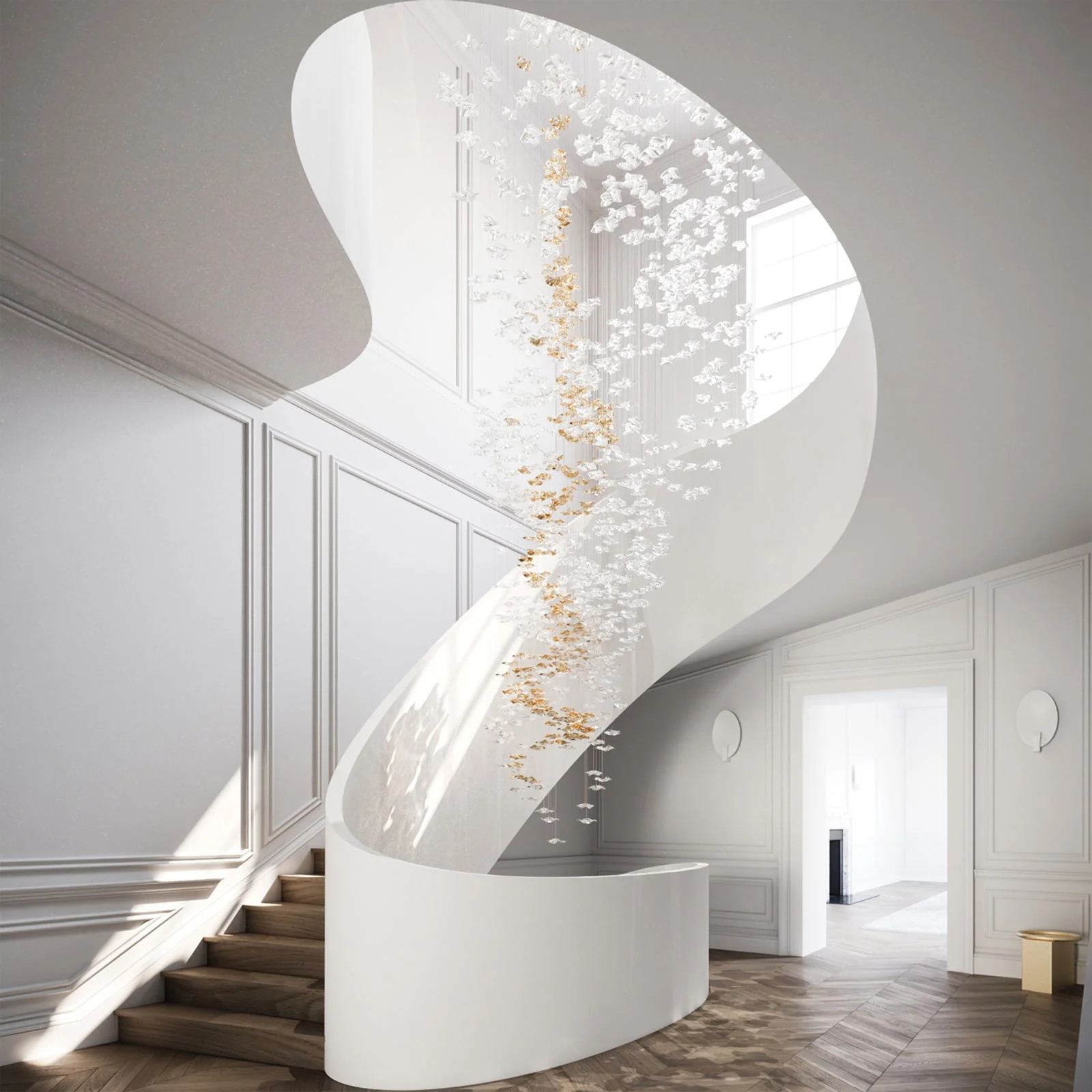 Nephele Crystal Leaf Chandelier - Image 15