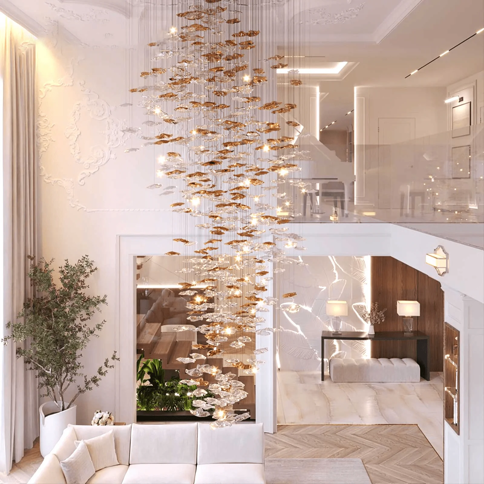 Nephele Crystal Leaf Chandelier - Image 34