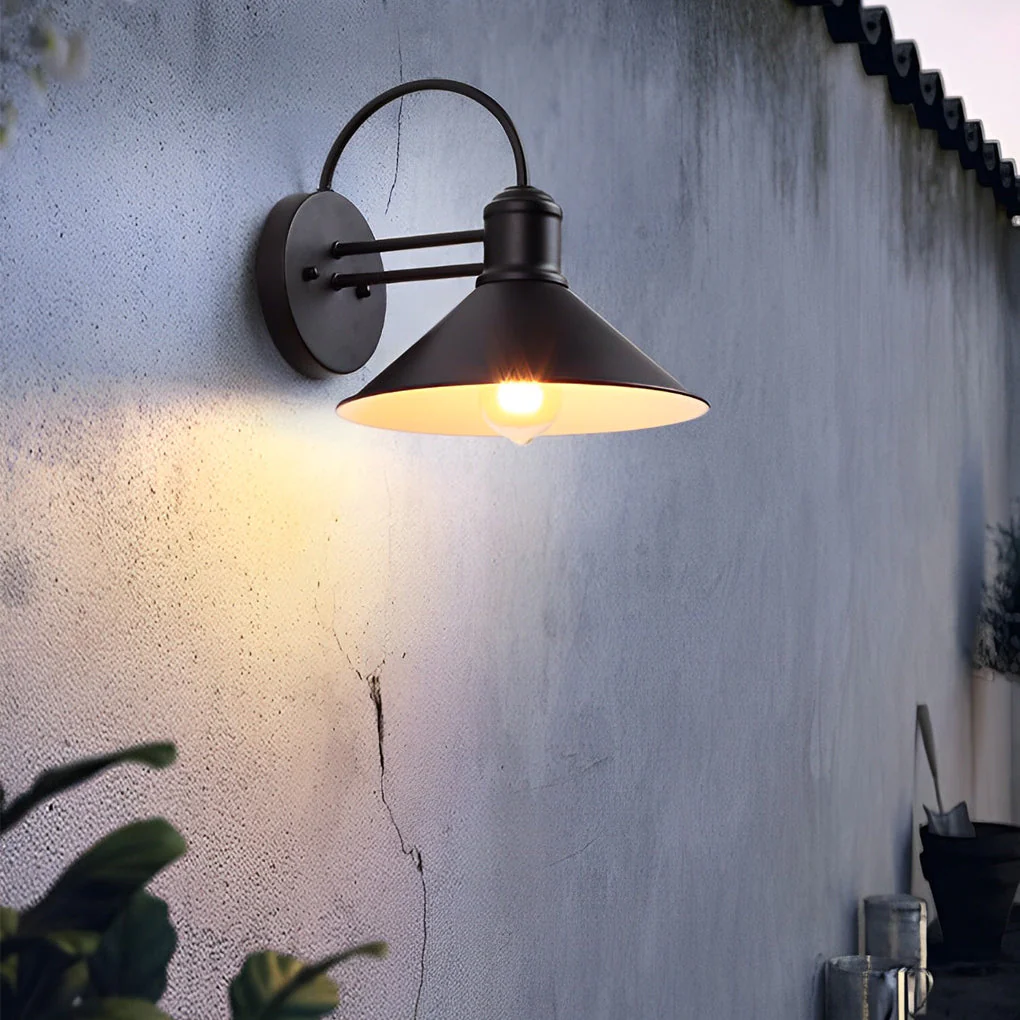 Nerissa Retro Conical Industrial Outdoor Wall Lamp - Image 7