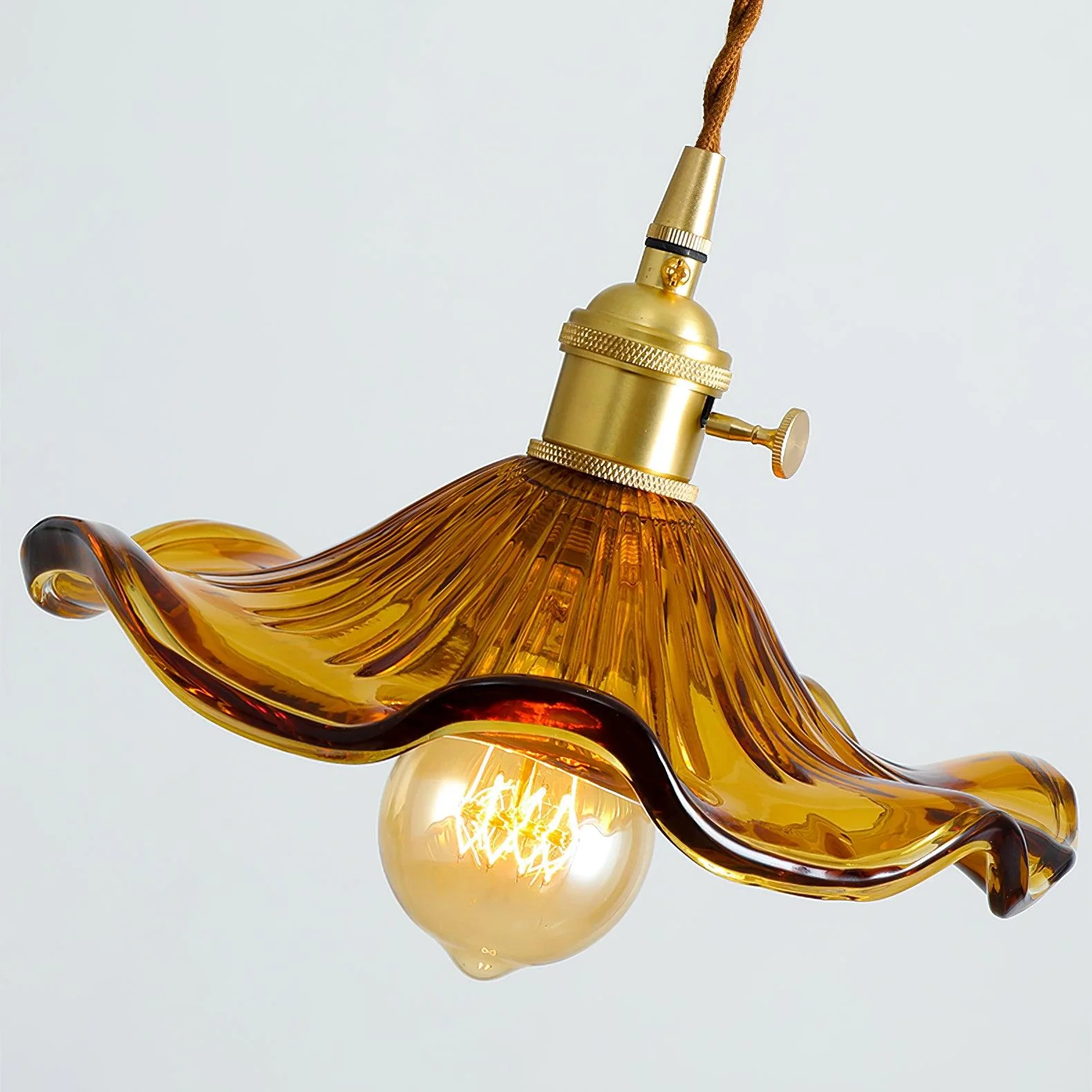 Nerisse Brass & Glass Vintage Pendant Light - Image 11
