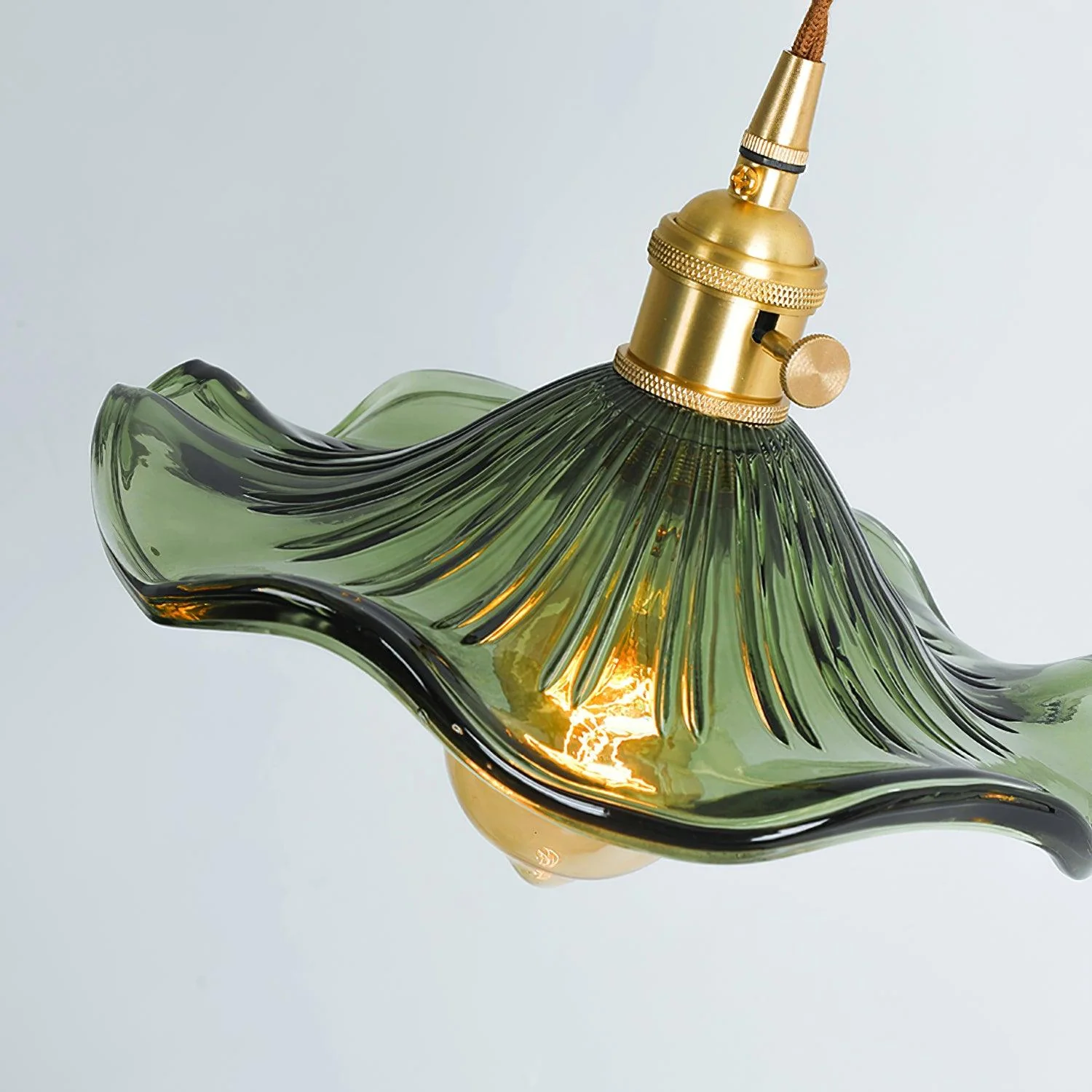 Nerisse Brass & Glass Vintage Pendant Light - Image 13
