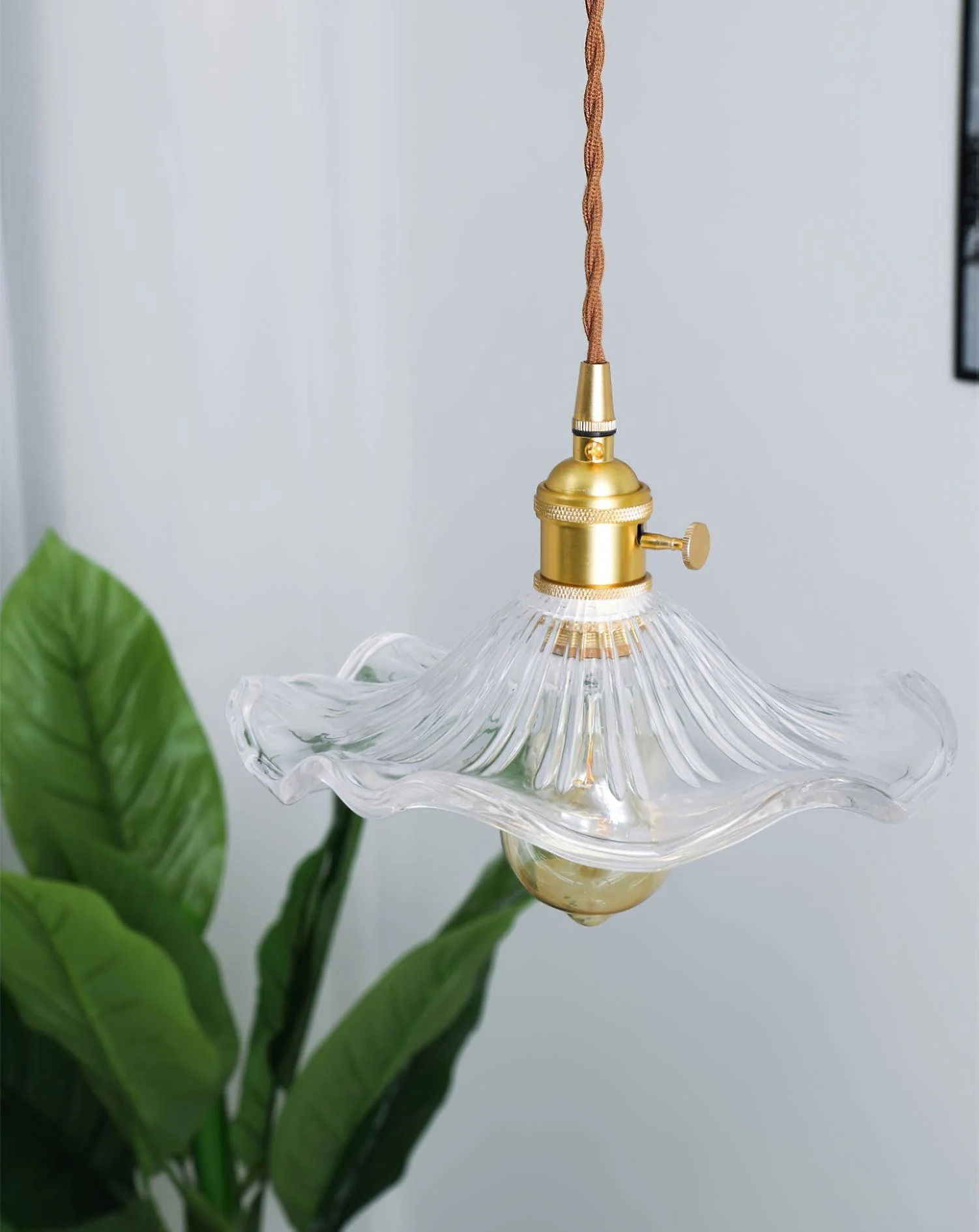 Nerisse Brass & Glass Vintage Pendant Light - Image 14