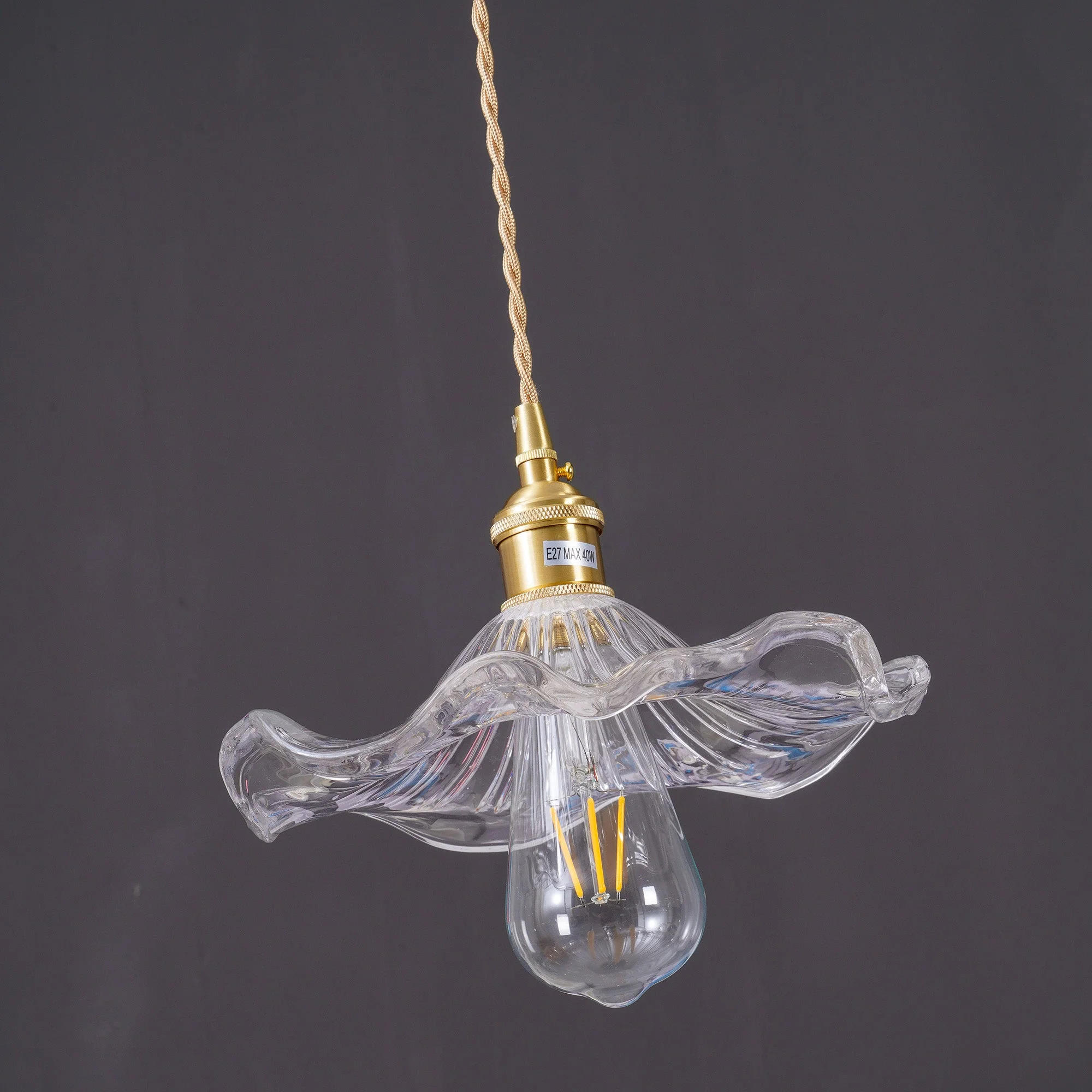 Nerisse Brass & Glass Vintage Pendant Light - Image 17