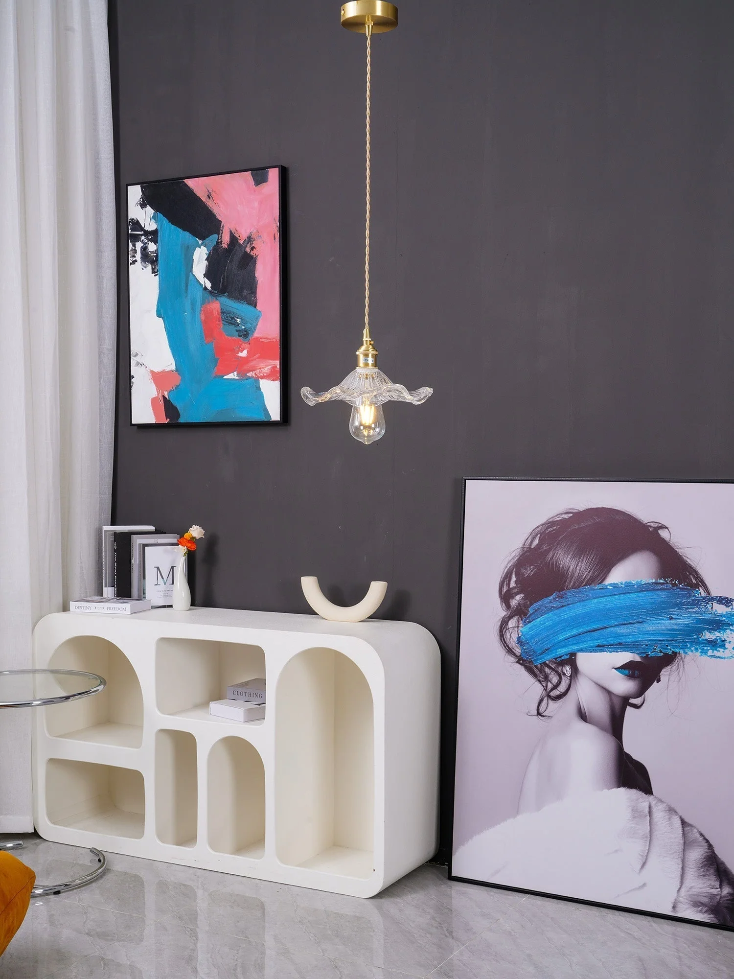 Nerisse Brass & Glass Vintage Pendant Light - Image 21