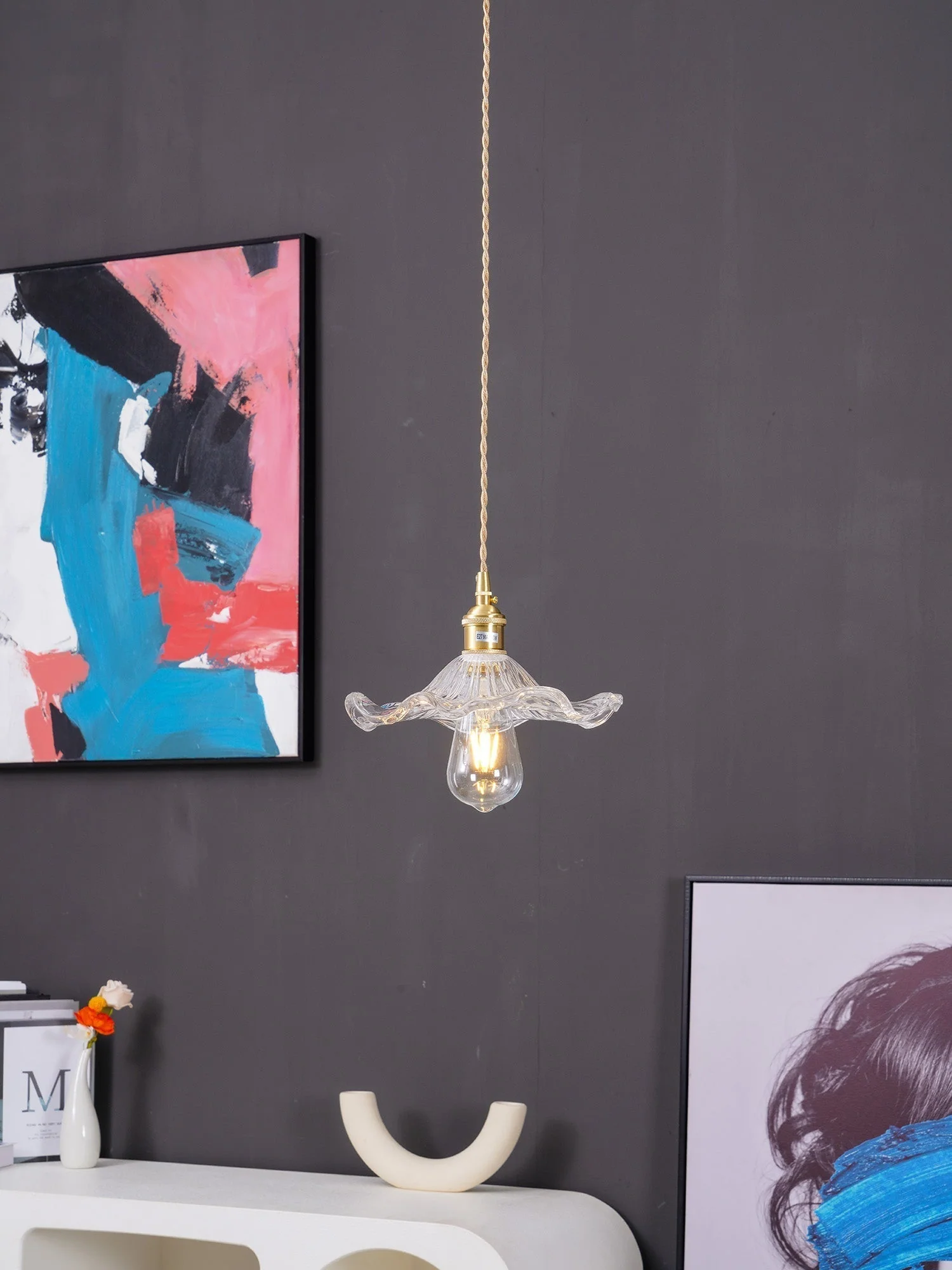 Nerisse Brass & Glass Vintage Pendant Light - Image 25