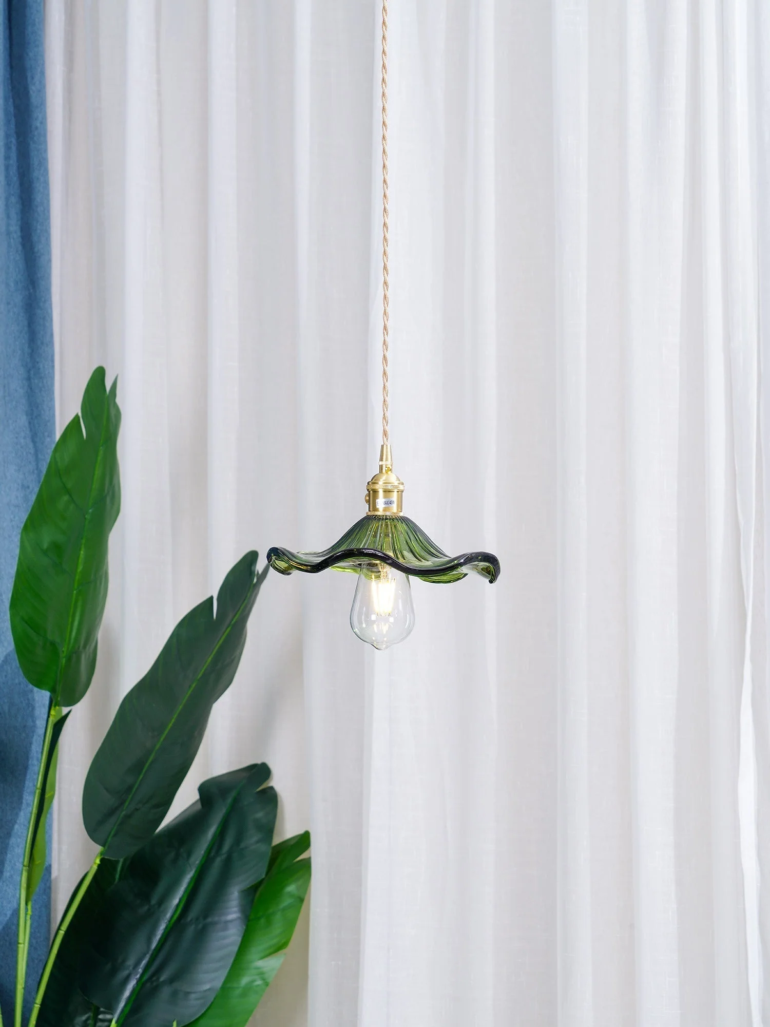Nerisse Brass & Glass Vintage Pendant Light - Image 26