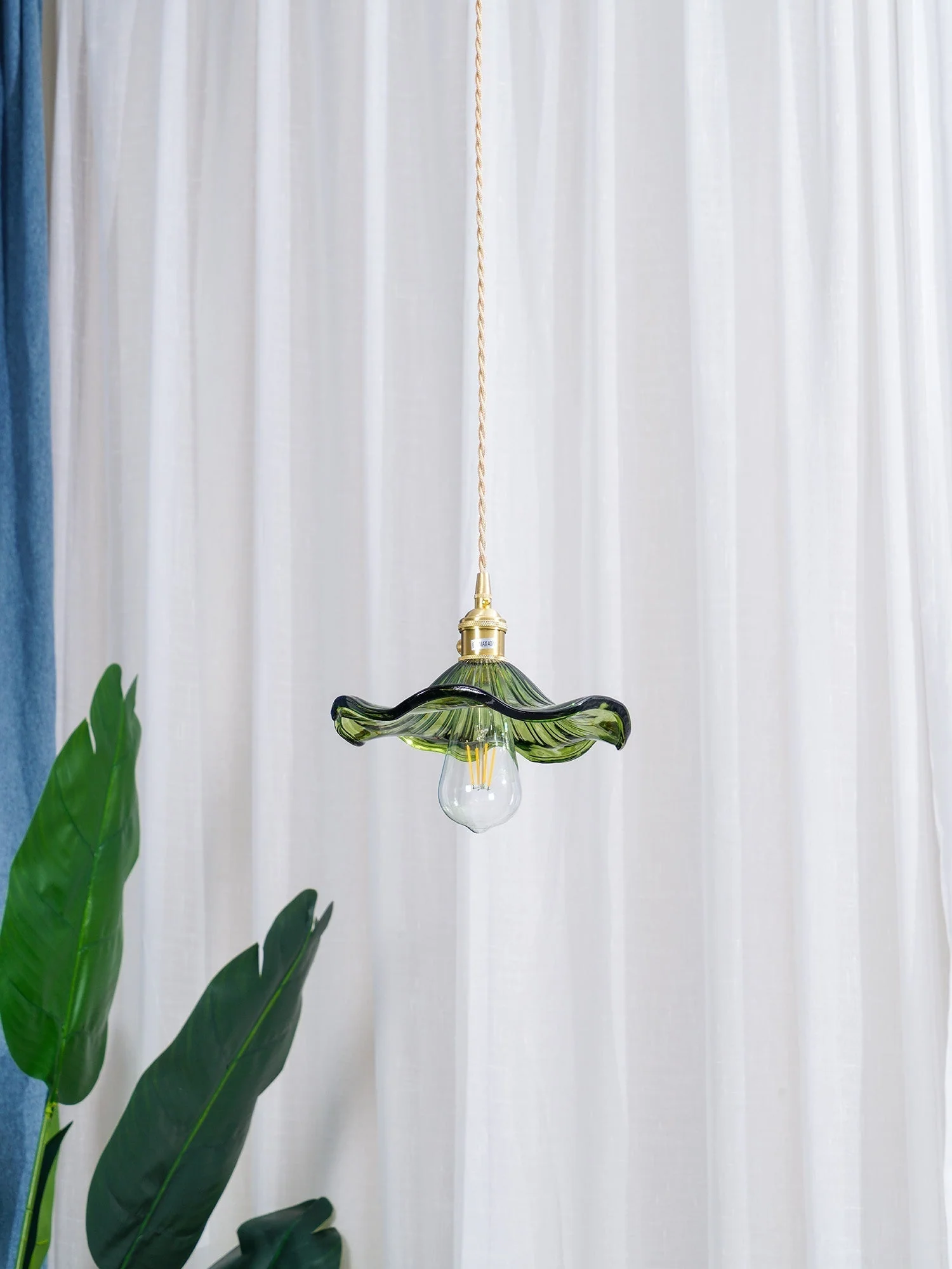 Nerisse Brass & Glass Vintage Pendant Light - Image 31