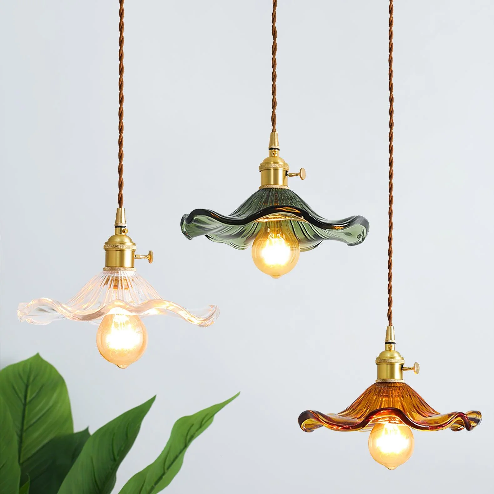 Nerisse Brass & Glass Vintage Pendant Light - Image 40