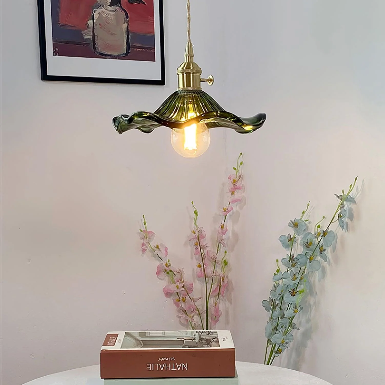 Nerisse Brass & Glass Vintage Pendant Light - Image 43