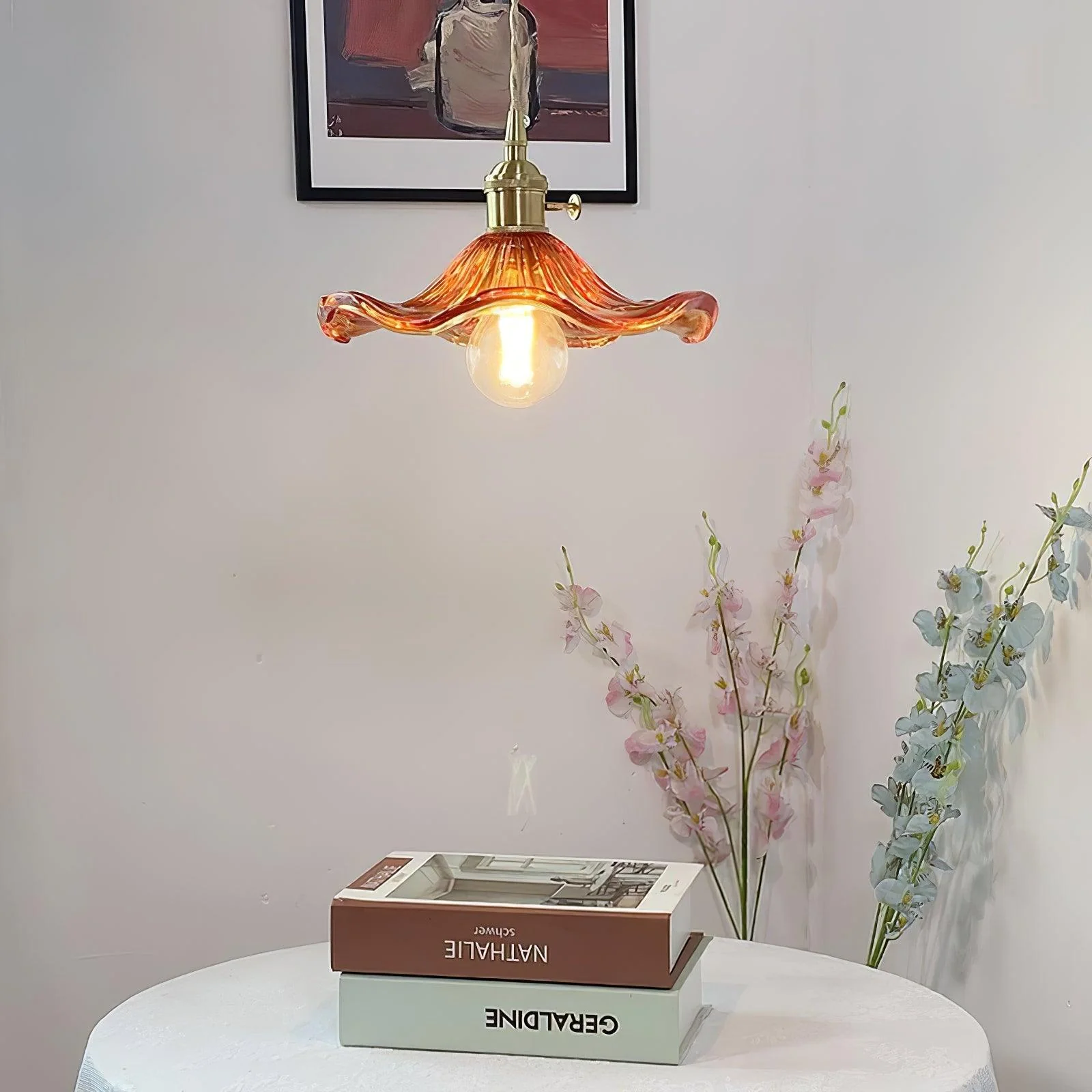 Nerisse Brass & Glass Vintage Pendant Light - Image 45