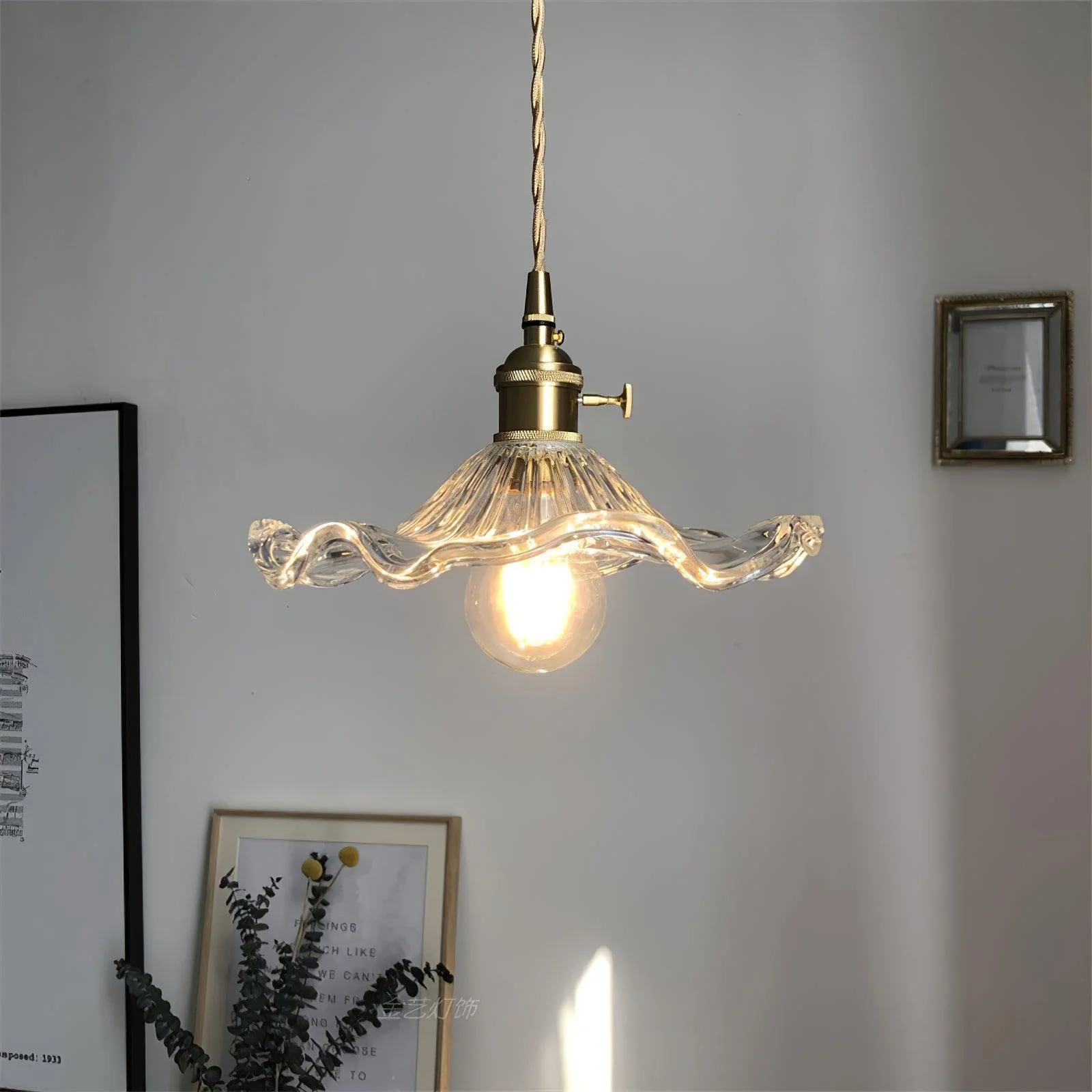 Nerisse Brass & Glass Vintage Pendant Light - Image 47