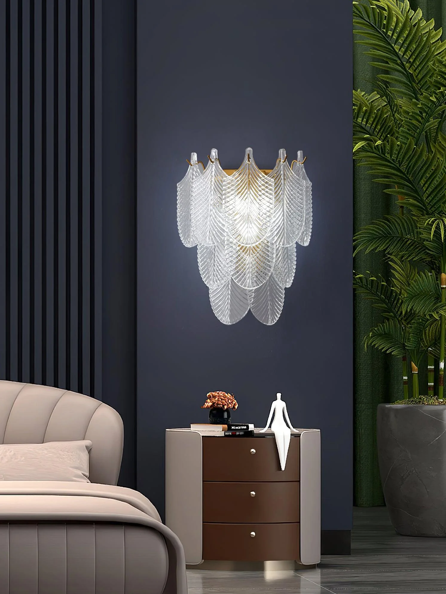 Nima Metal Glass Leaf-inspired Wall Sconce - Image 2