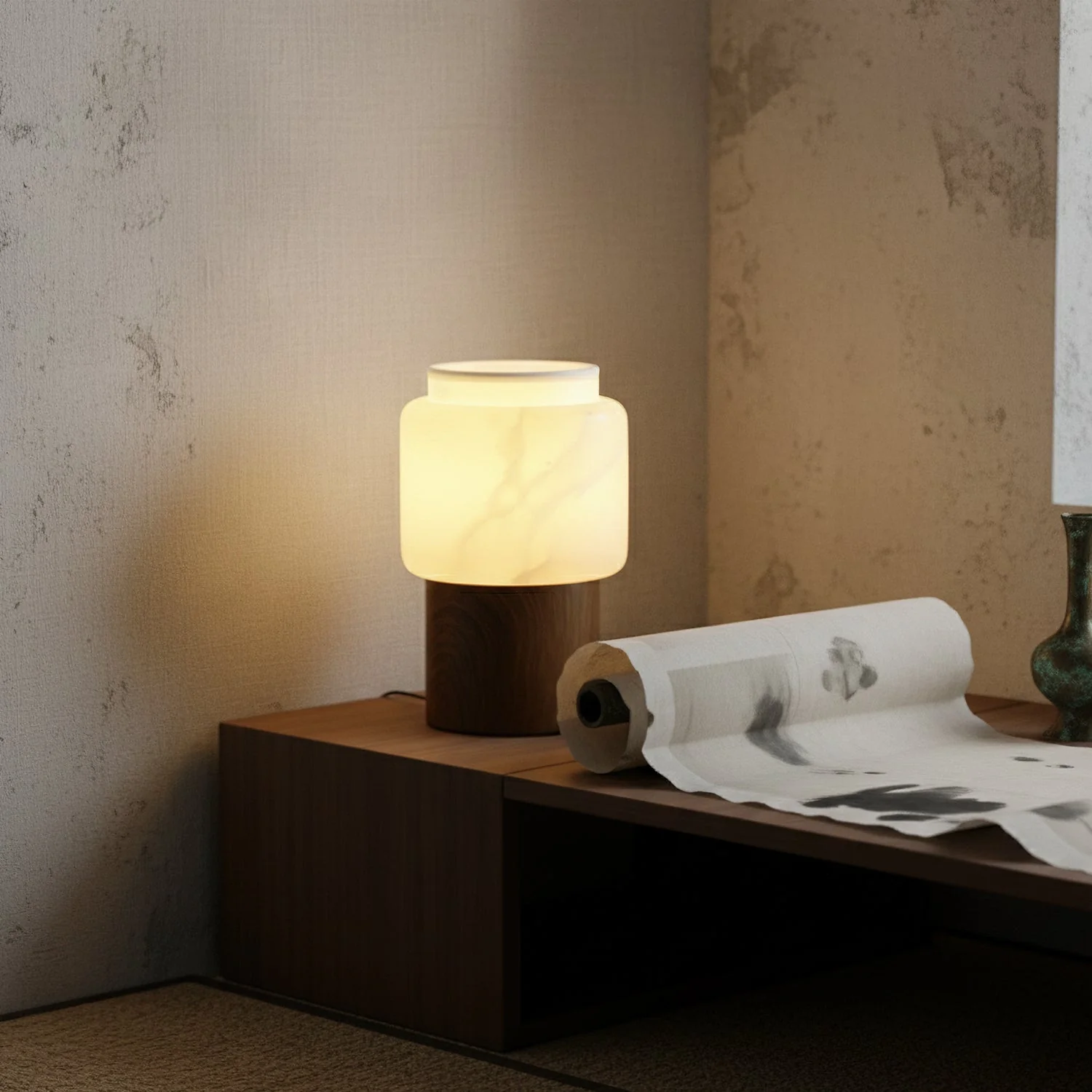 Noah Modern Marble & Wood Table Lamp - Image 3