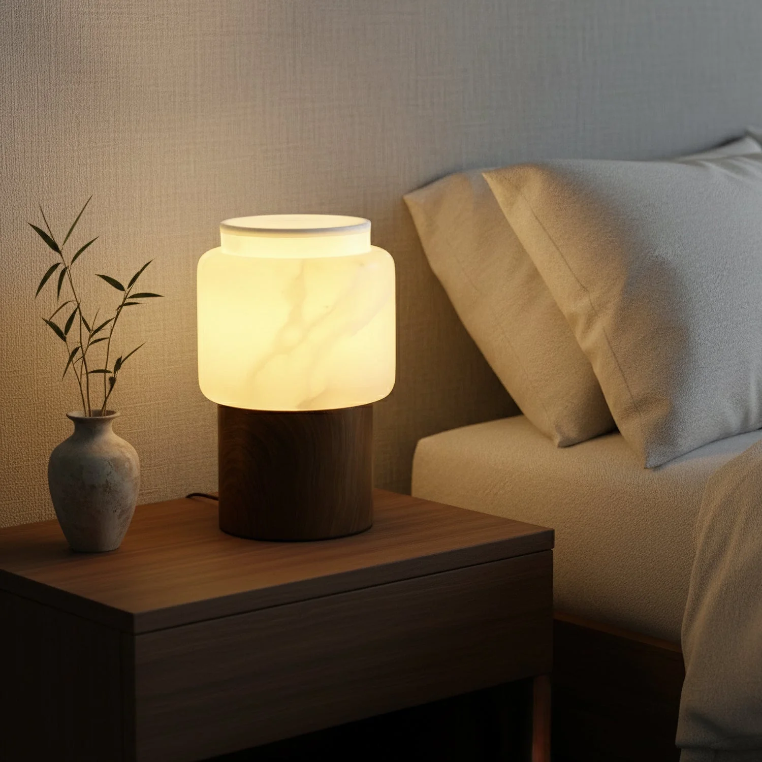 Noah Modern Marble & Wood Table Lamp - Image 6