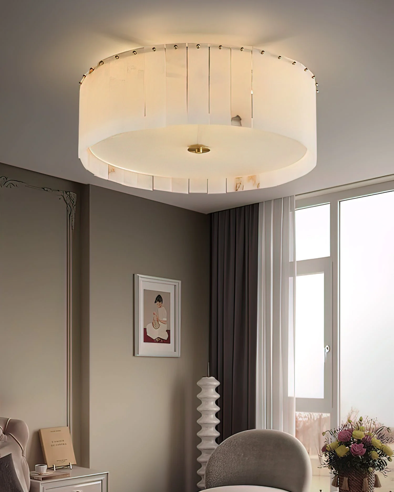 Nova Ribbed Alabaster Ceiling Light - Image 12