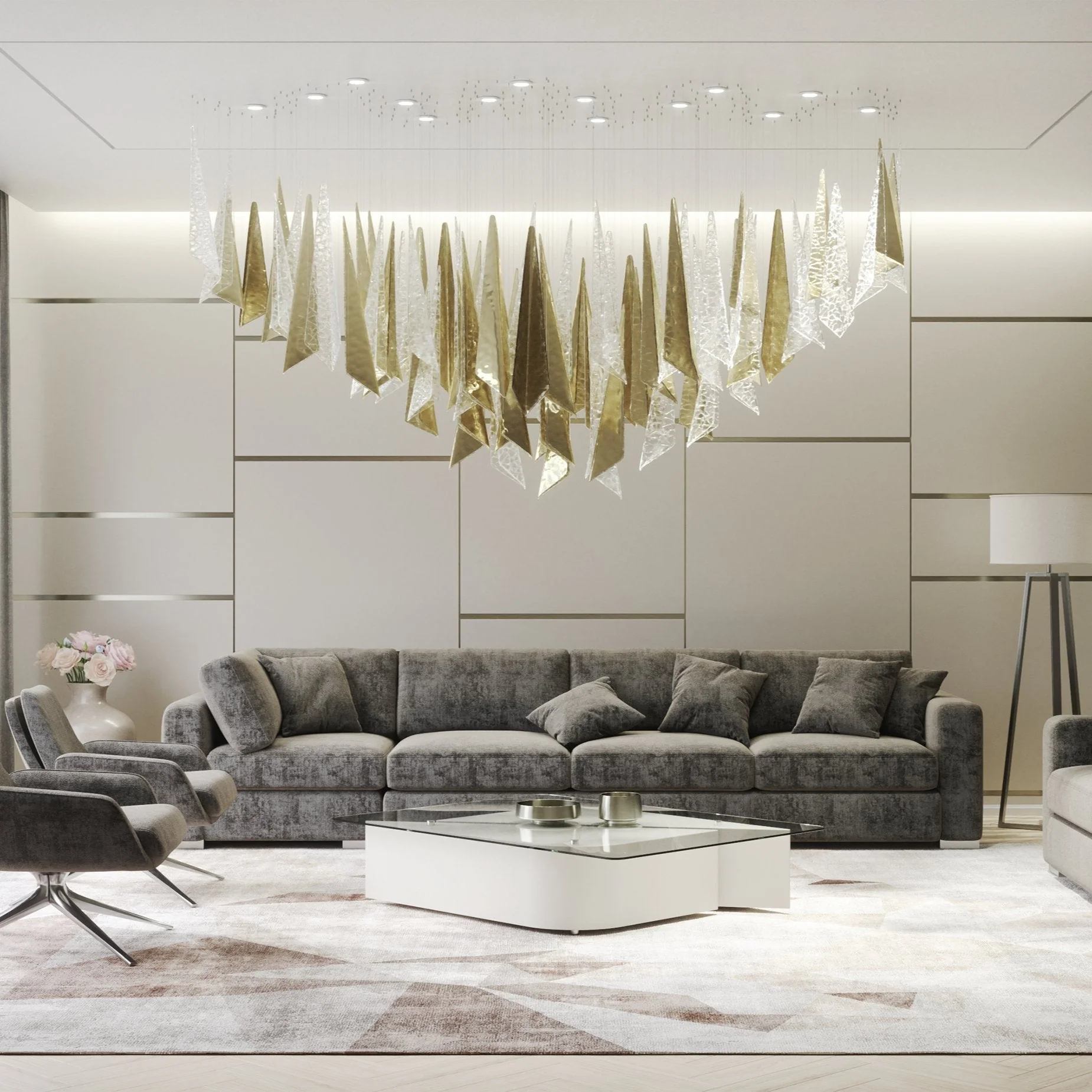 Nyvinia Glass Feather-Shape Chandelier - Image 33