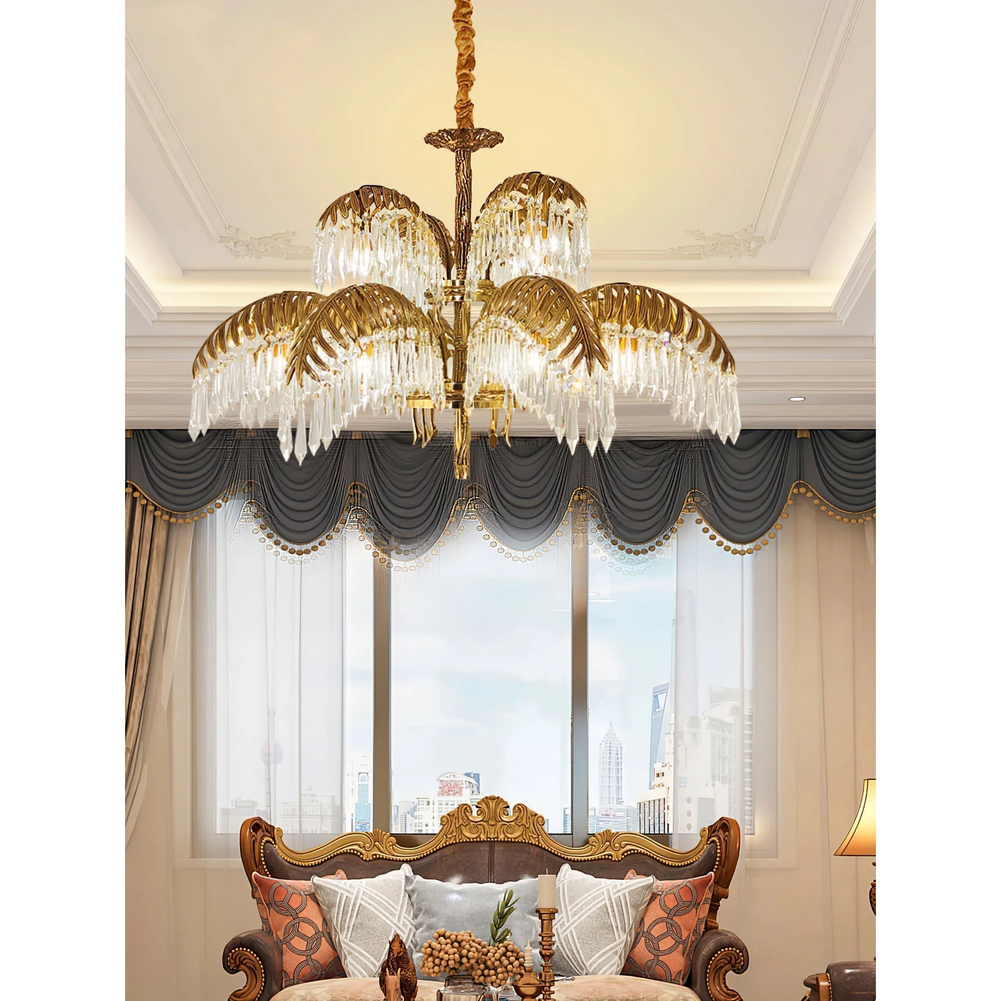 Odoraris Regal Brass Crystal Chandelier - Image 55