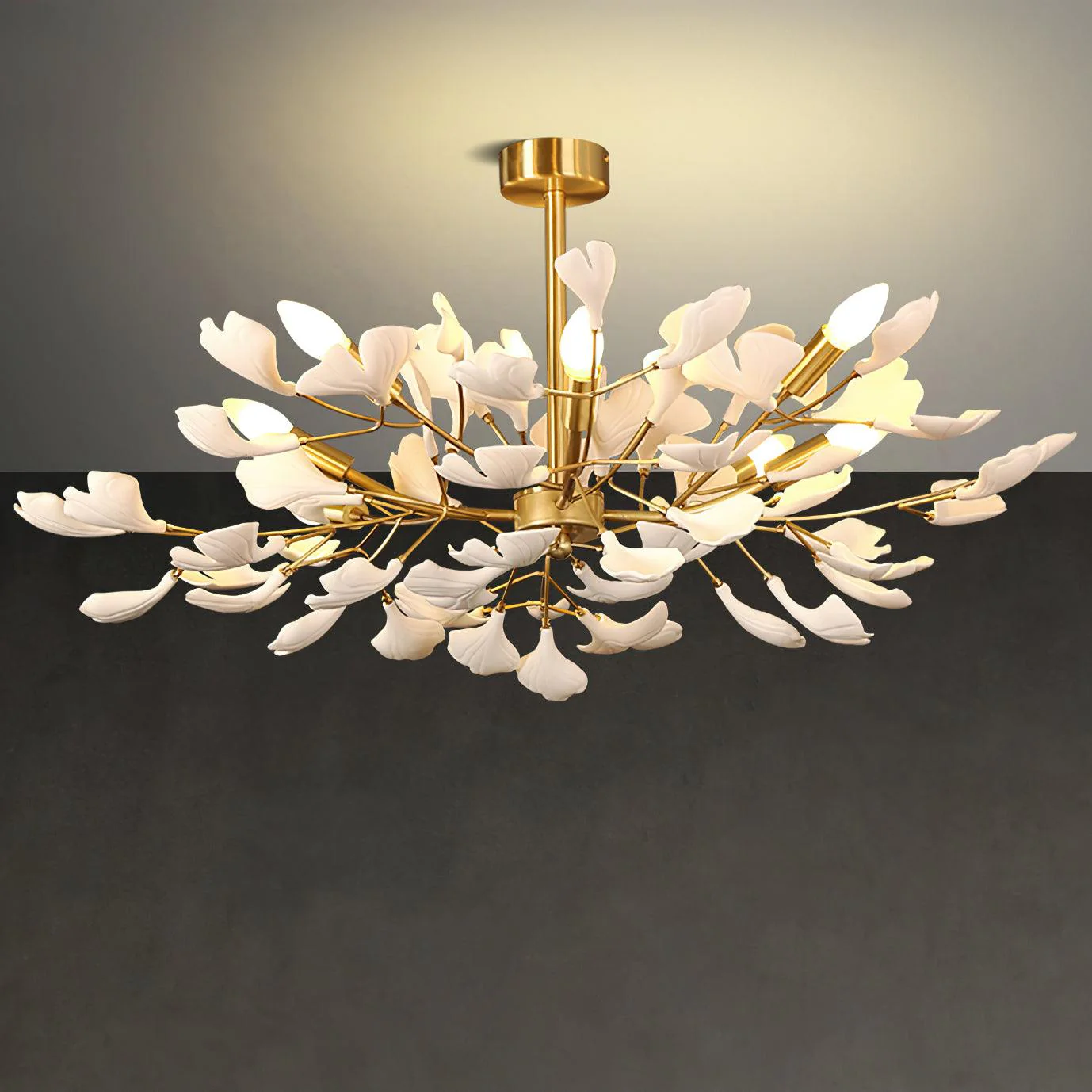 Olivia Ceramic Gingko Chandelier Firefly Art Design - Image 3