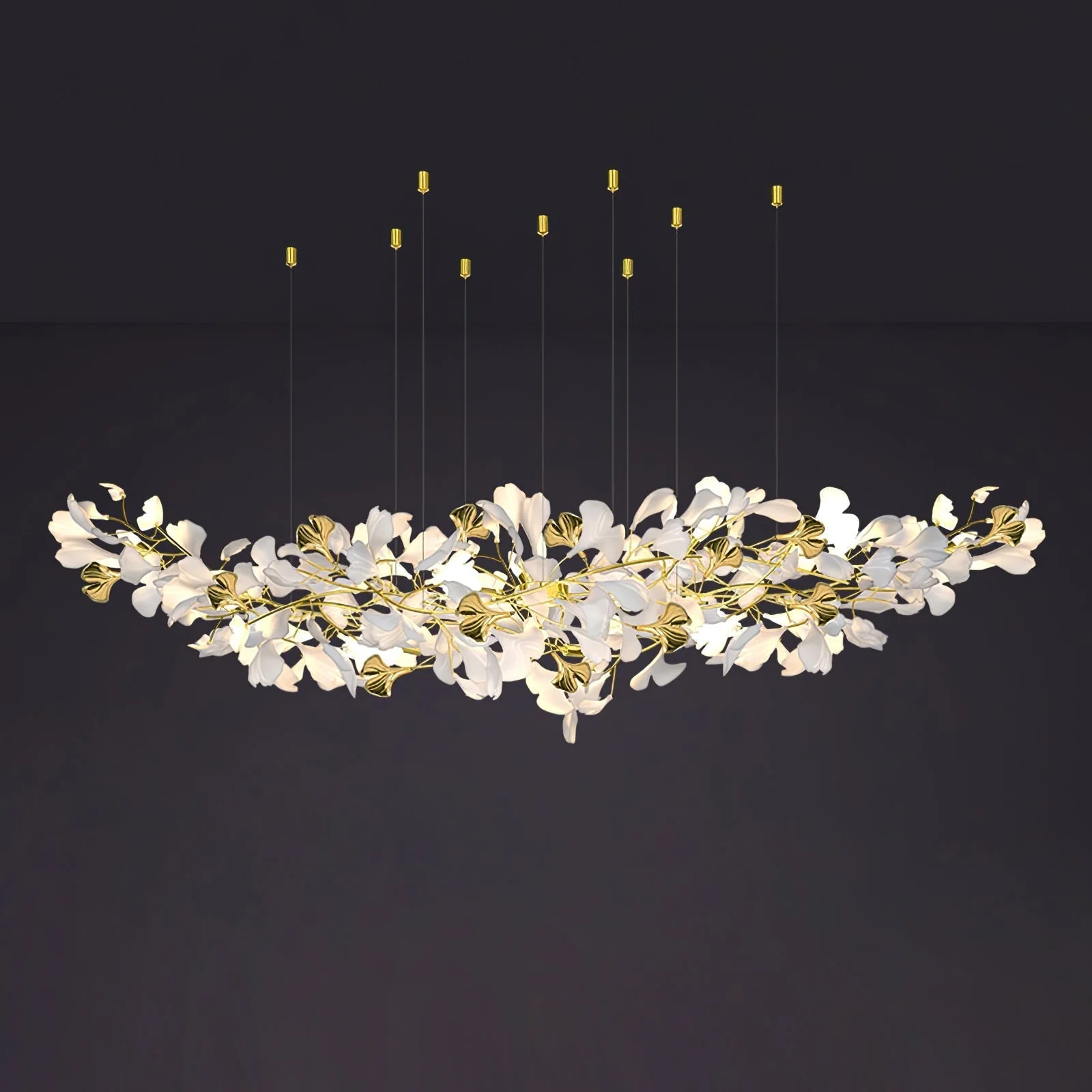 Olivia Ceramic Gingko Chandelier Luxury Hotel Staircase - Image 14