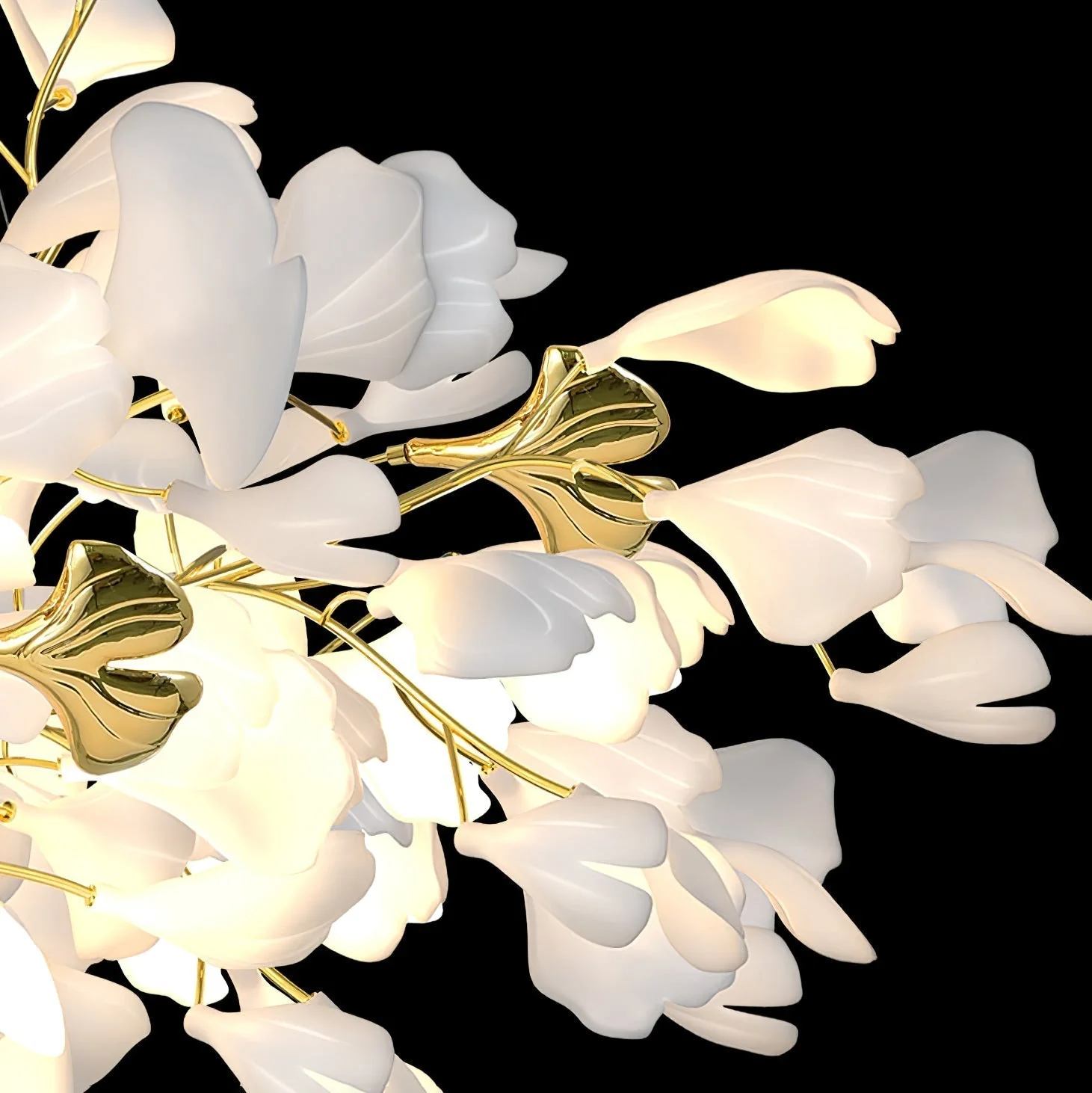 Olivia Ceramic Gingko Chandelier Luxury Hotel Staircase - Image 21