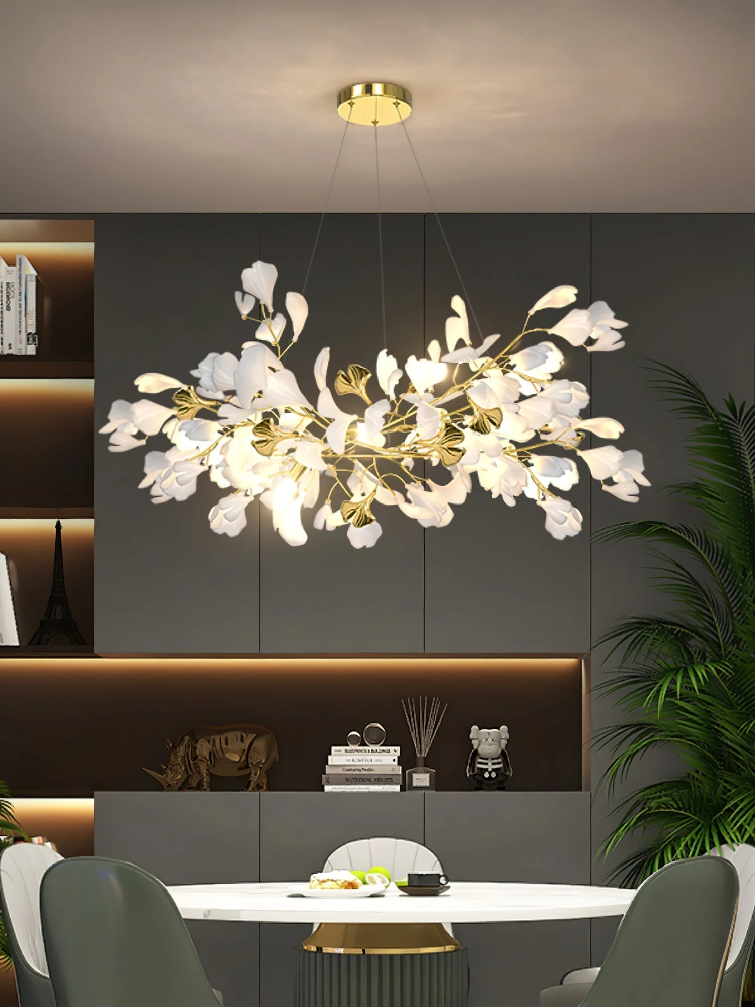 Olivia Ceramic Gingko Chandelier Luxury Hotel Staircase - Image 37
