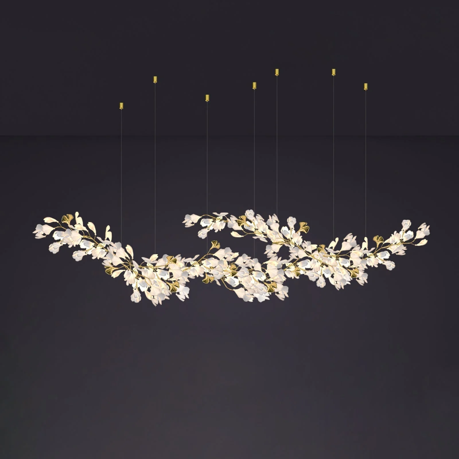 Olivia Ceramic Gingko Chandelier Luxury Hotel Staircase - Image 54