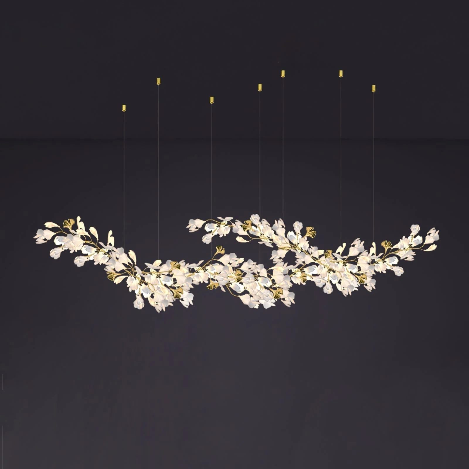 Olivia Ceramic Gingko Chandelier Luxury Hotel Staircase - Image 6