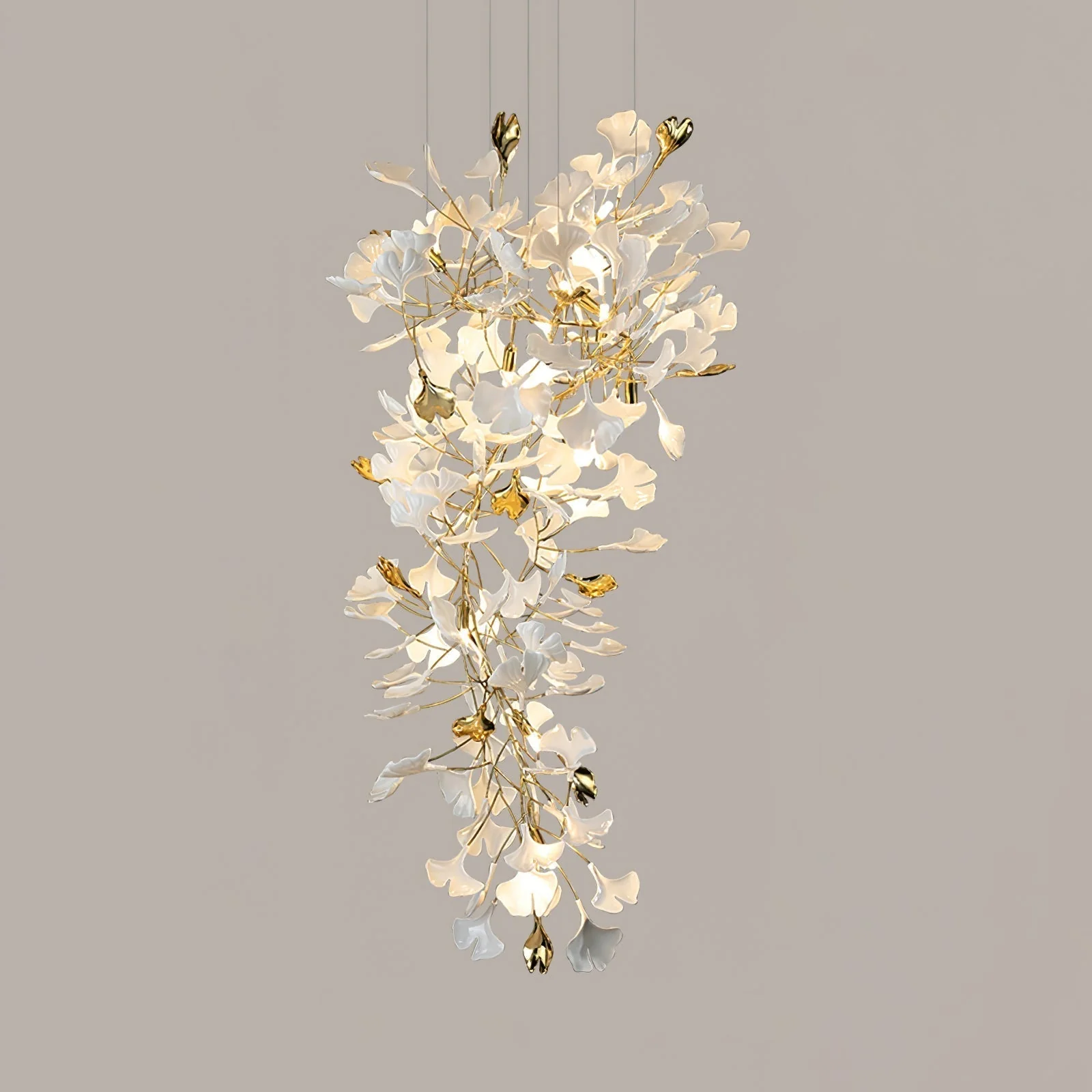 Olivia Ceramic Gingko Chandelier Luxury Hotel Staircase - Image 63