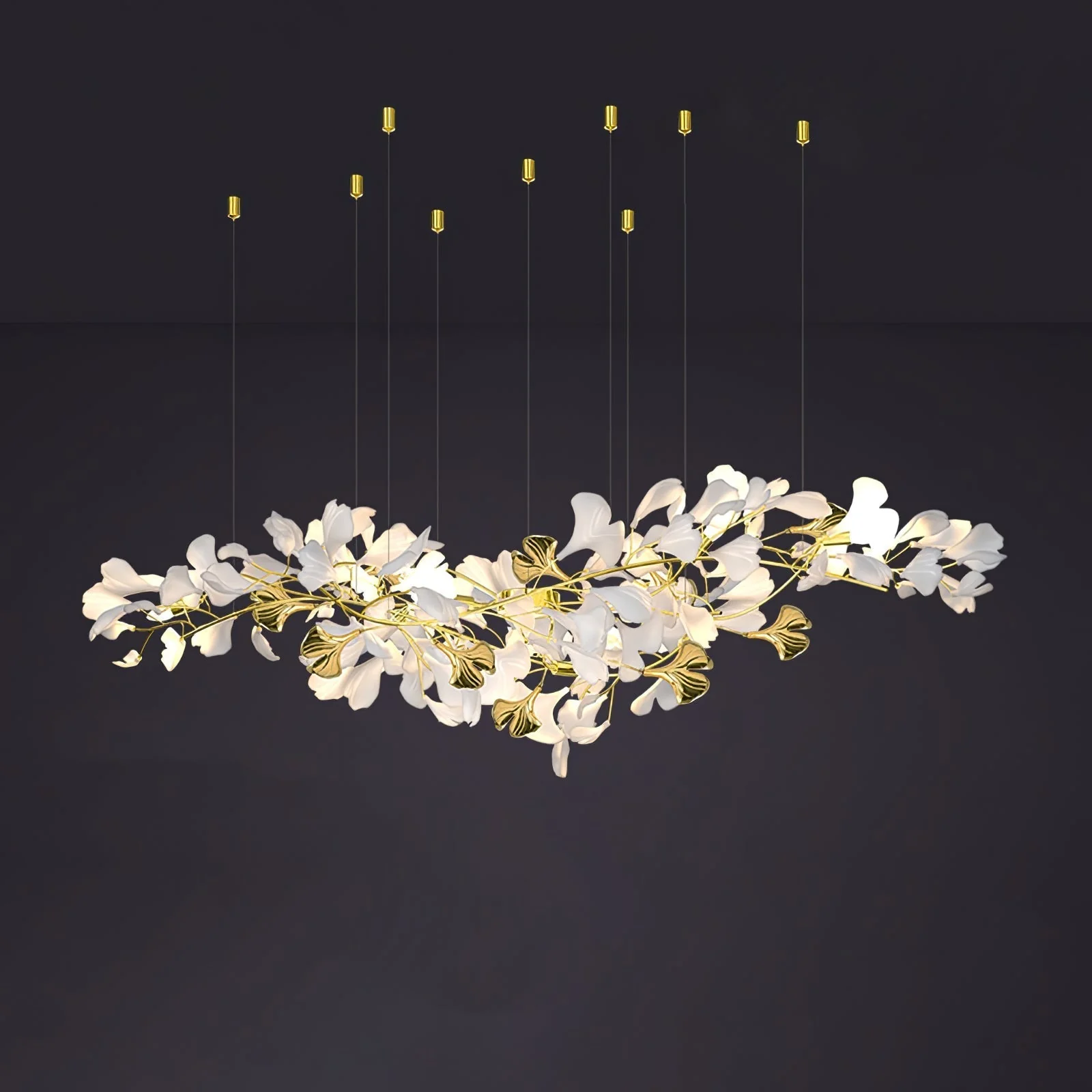 Olivia Ceramic Gingko Chandelier Luxury Hotel Staircase - Image 73