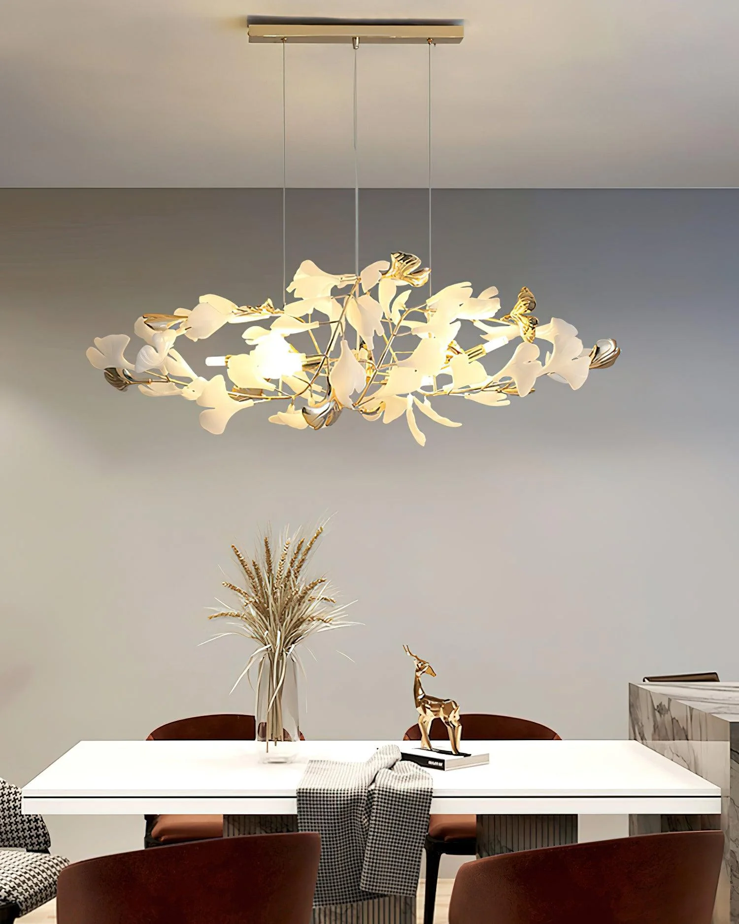 Olivia Ceramic Gingko  Chandelier Round and Rectangular Design - Image 19