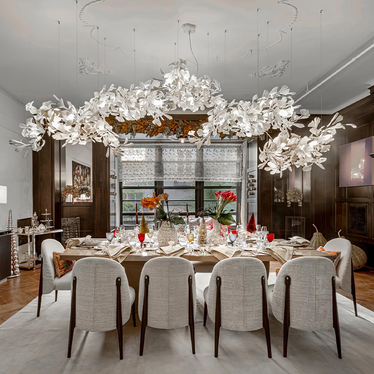 Olivia Ceramic Gingko Leaf Chandelier W-Shape - Image 11