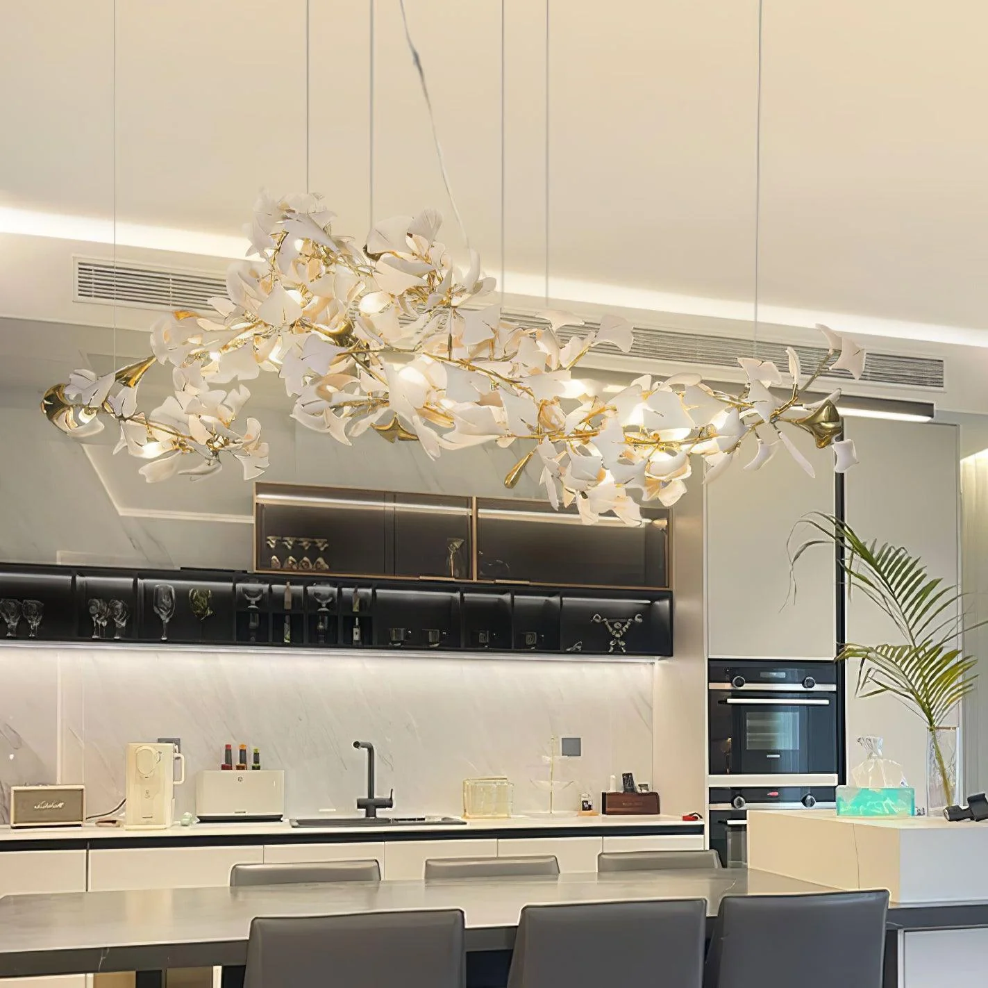 Olivia Ceramic Gingko Leaf Chandelier W-Shape - Image 14