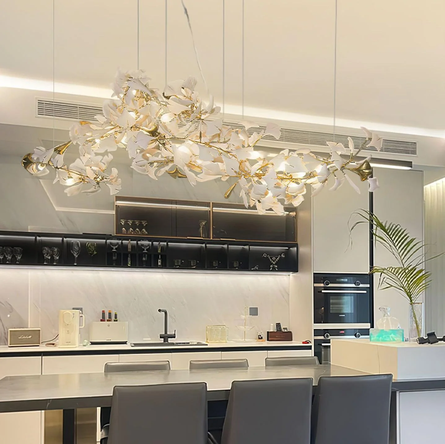 Olivia Ceramic Gingko Leaf Chandelier W-Shape - Image 17