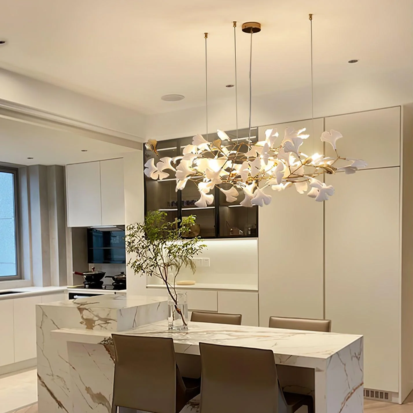 Olivia Ceramic Gingko Leaf Chandelier W-Shape - Image 18