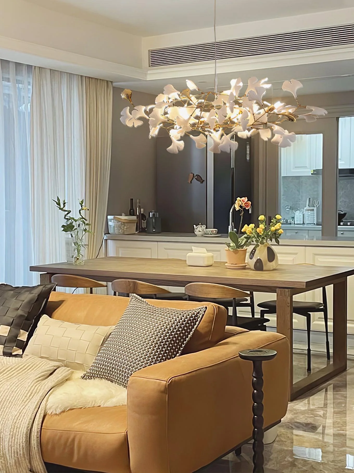 Olivia Ceramic Gingko Leaf Chandelier W-Shape - Image 19