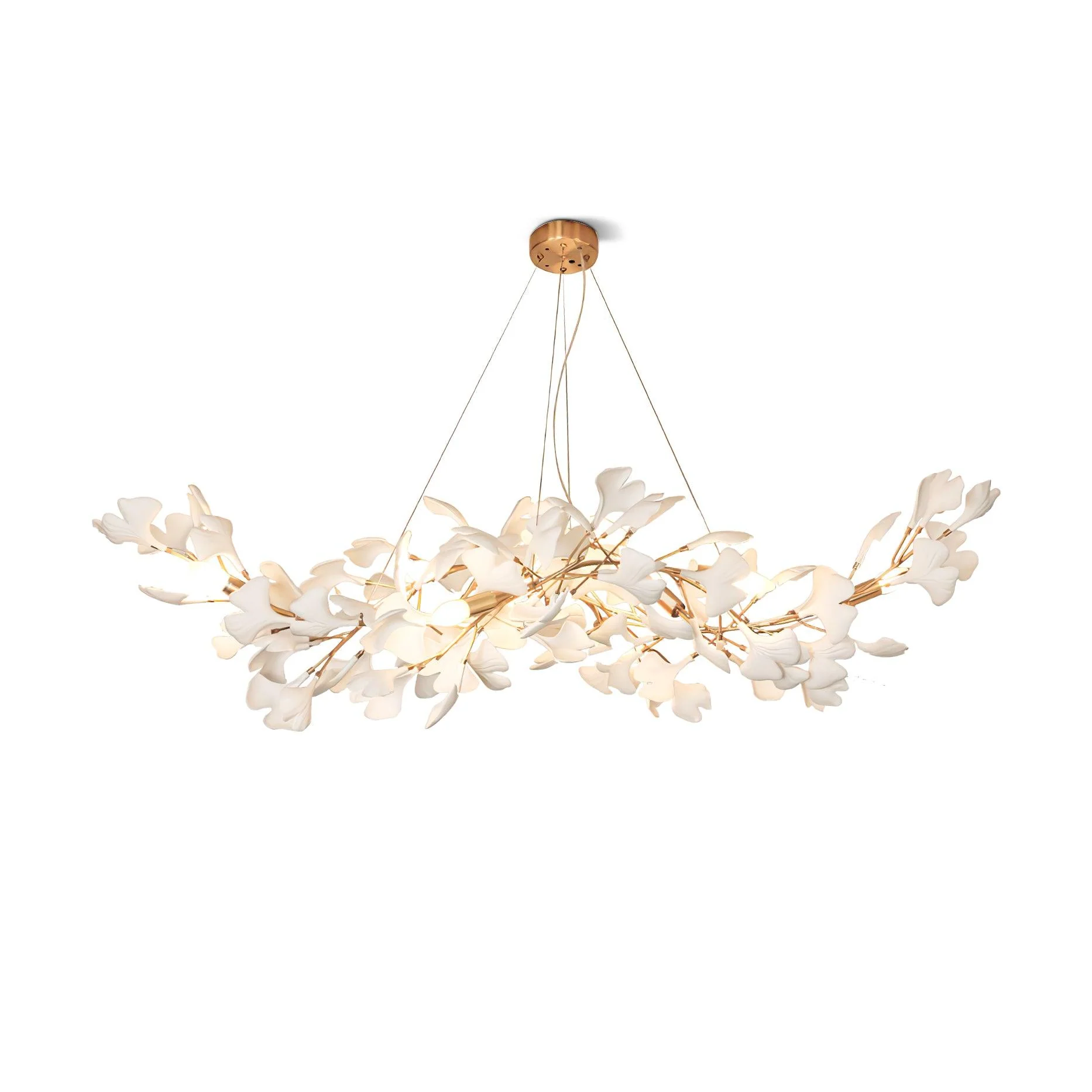 Olivia Ceramic Gingko Leaf Chandelier W-Shape - Image 20