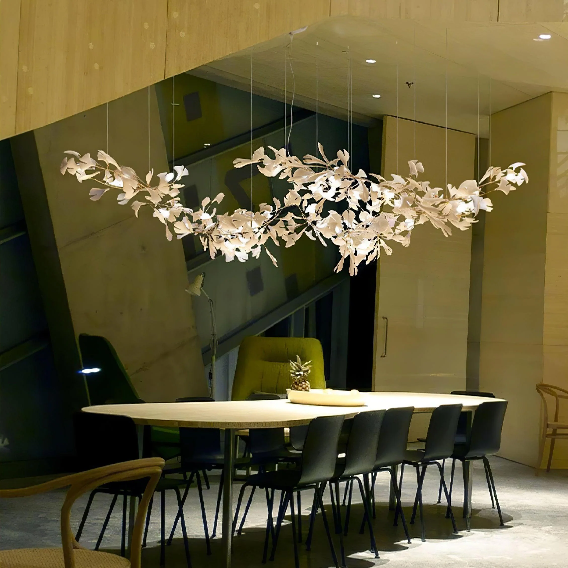 Olivia Ceramic Gingko Leaf Chandelier W-Shape - Image 7
