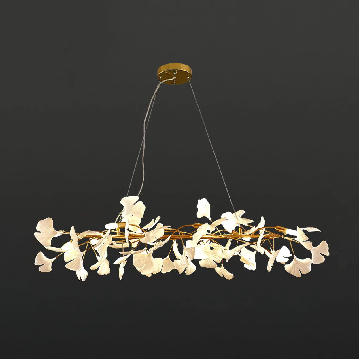 Olivia Ceramic Gingko  Linear   Minimalist Chandelier - Image 8