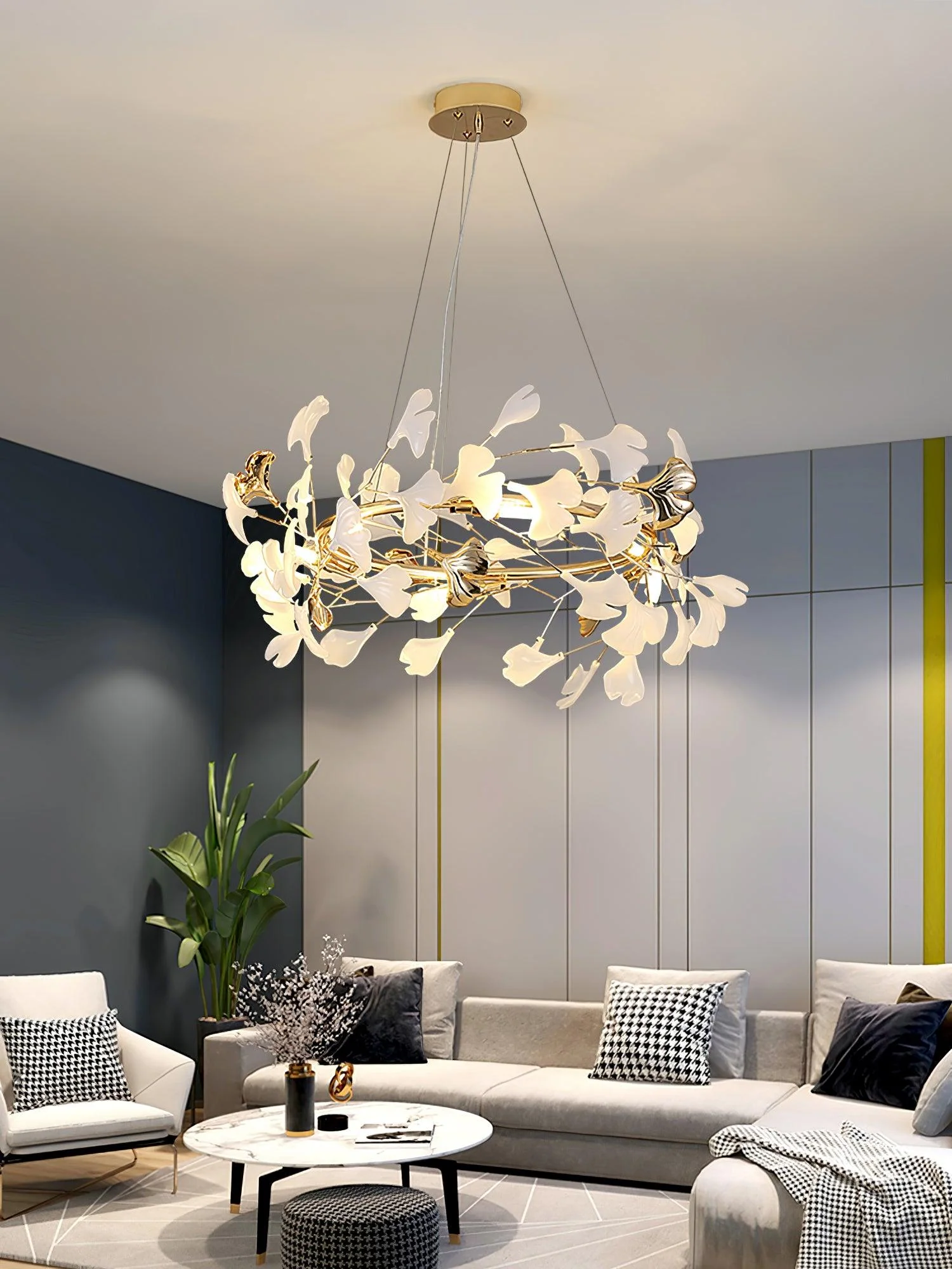 Olivia Ceramic Gingko Chandelier 4 Styles - Image 41
