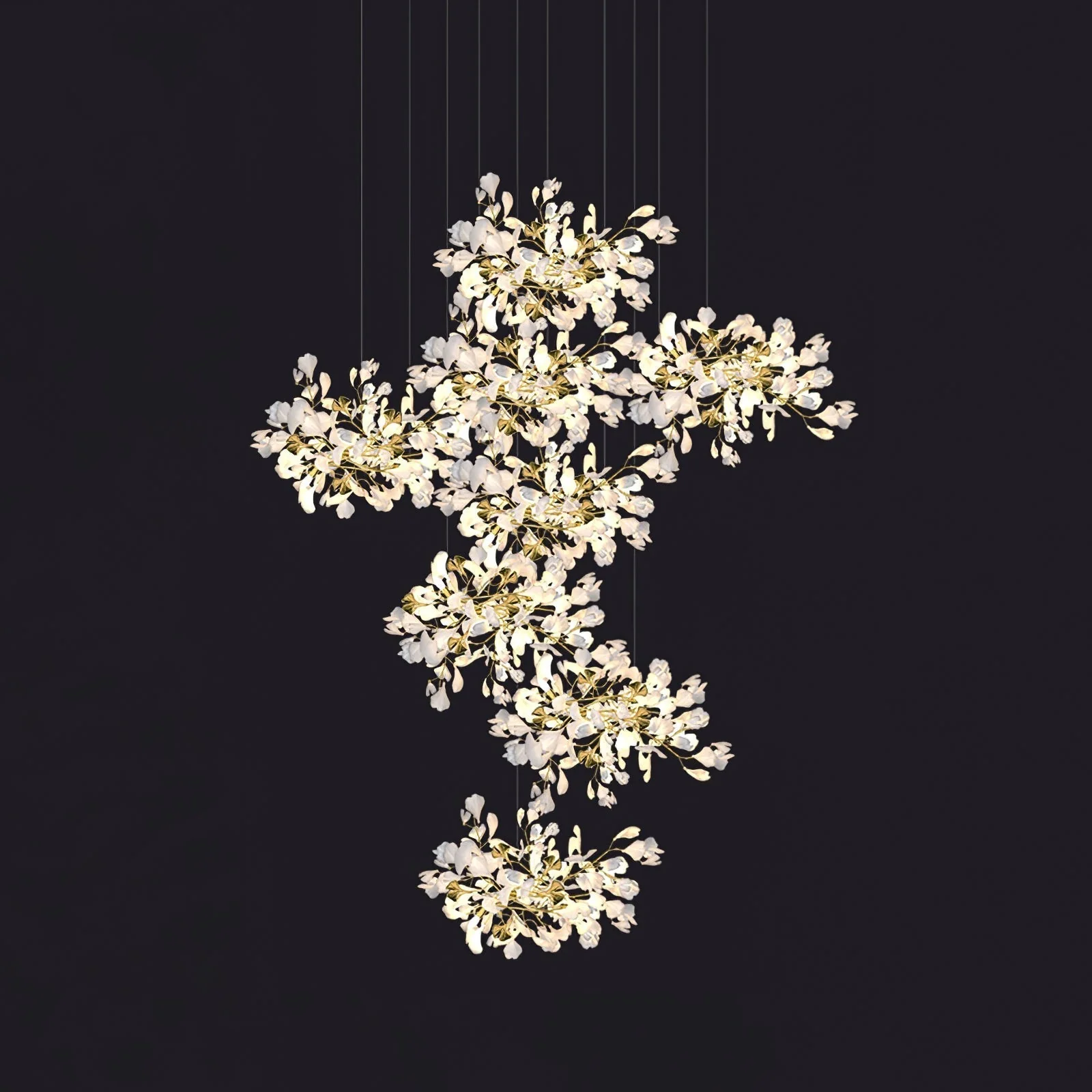 Olivia Ceramic Gingko Leaf Chandelier L196.8″/L500CM - Image 34